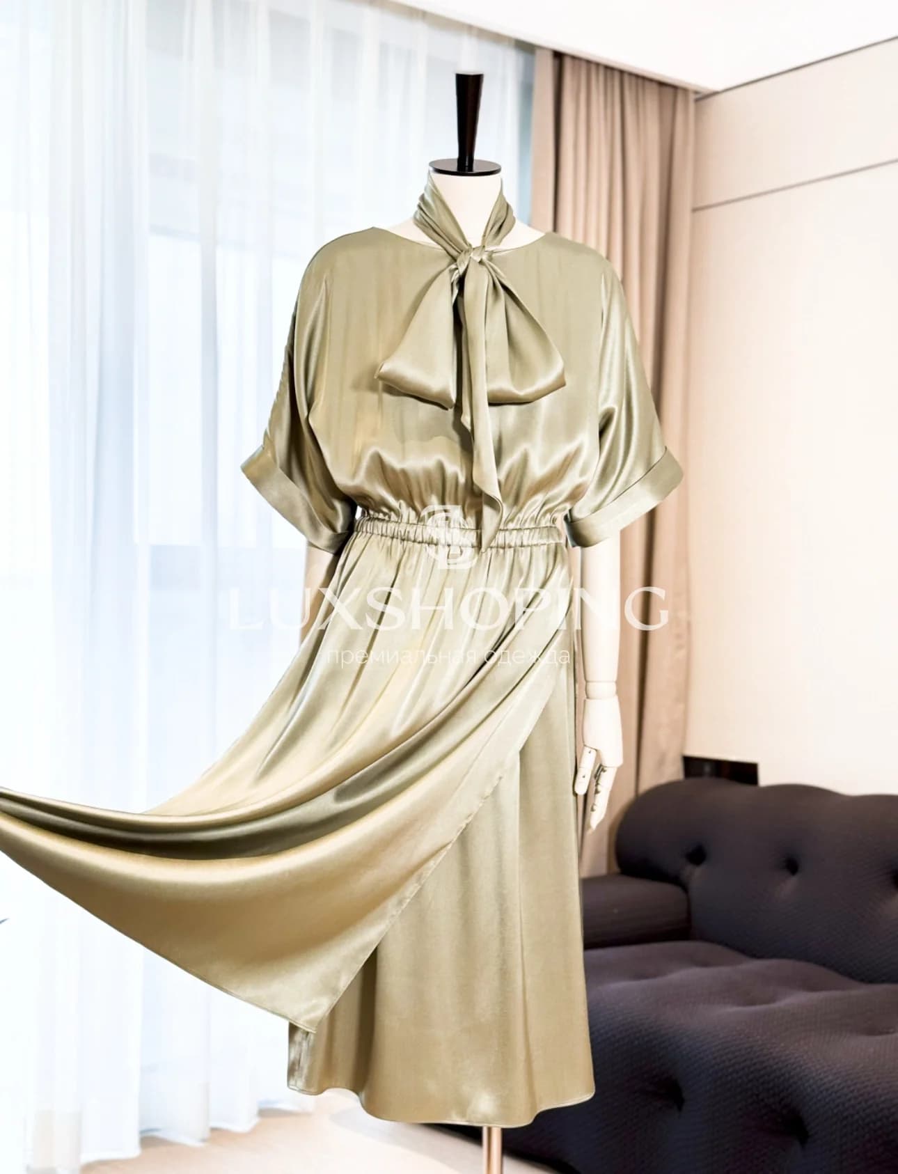 Loro Piana Платье из натурального шёлка с поясом - фото 11