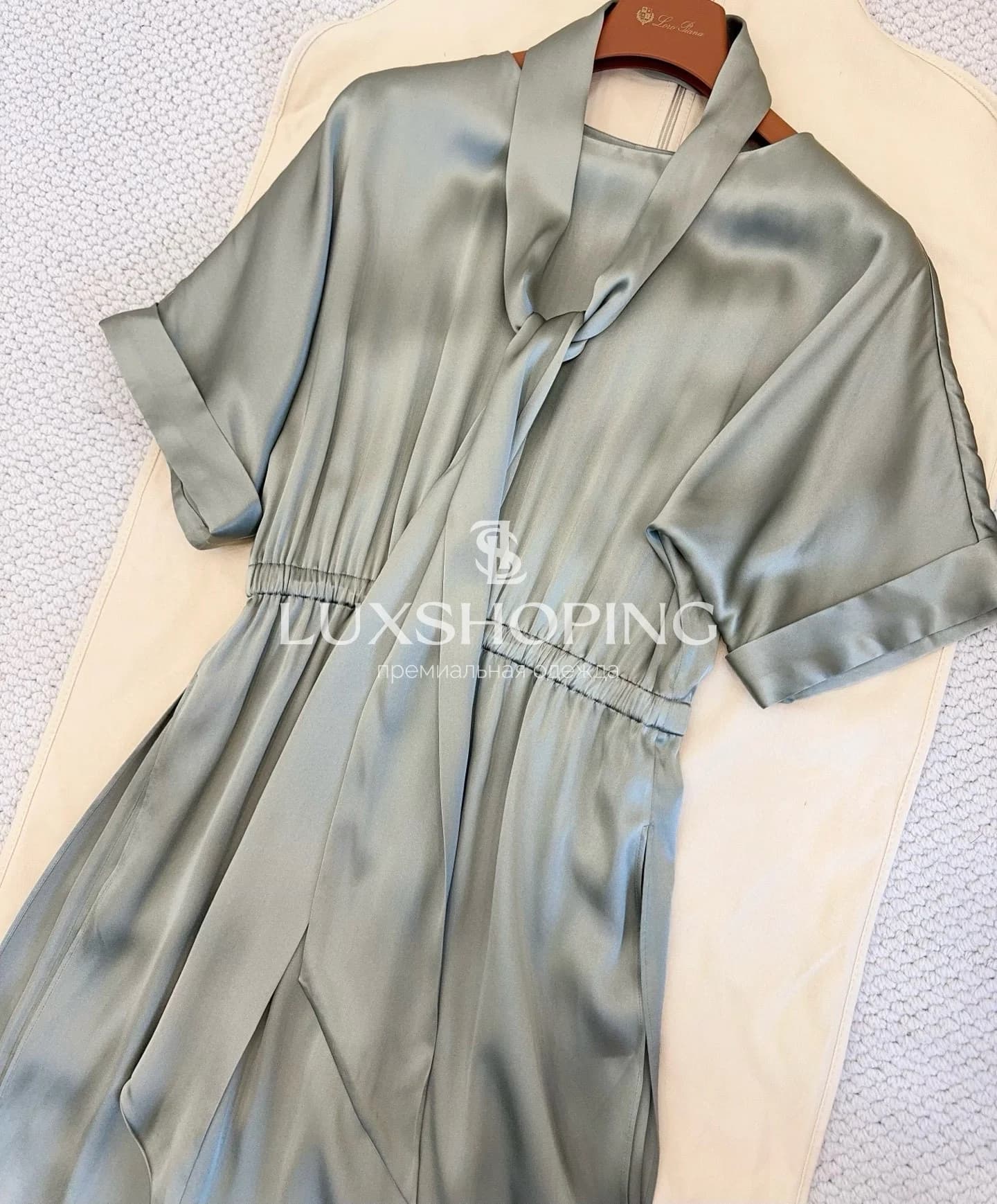 Loro Piana Платье из натурального шёлка с поясом - фото 3