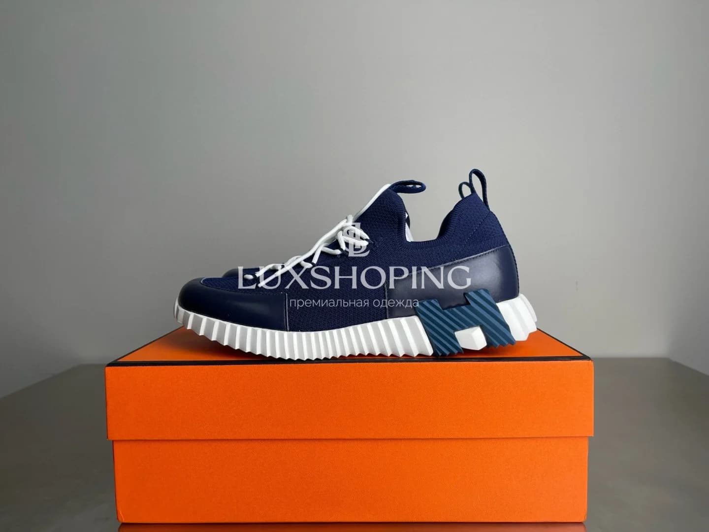 HERMÈS Lift Navy Sneakers мужские кроссовки премиум-класса - фото 2