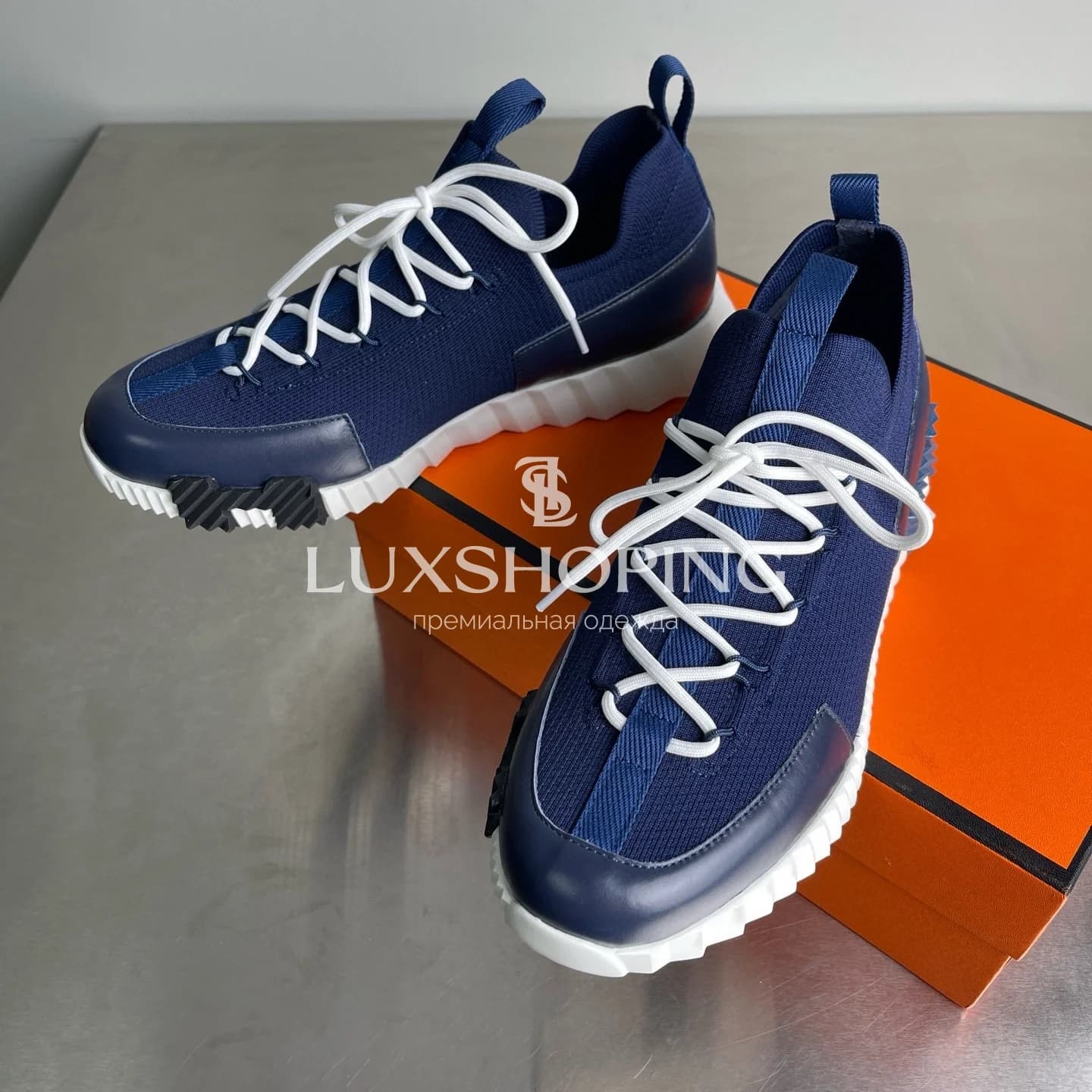 HERMÈS Lift Navy Sneakers мужские кроссовки премиум-класса - фото 3