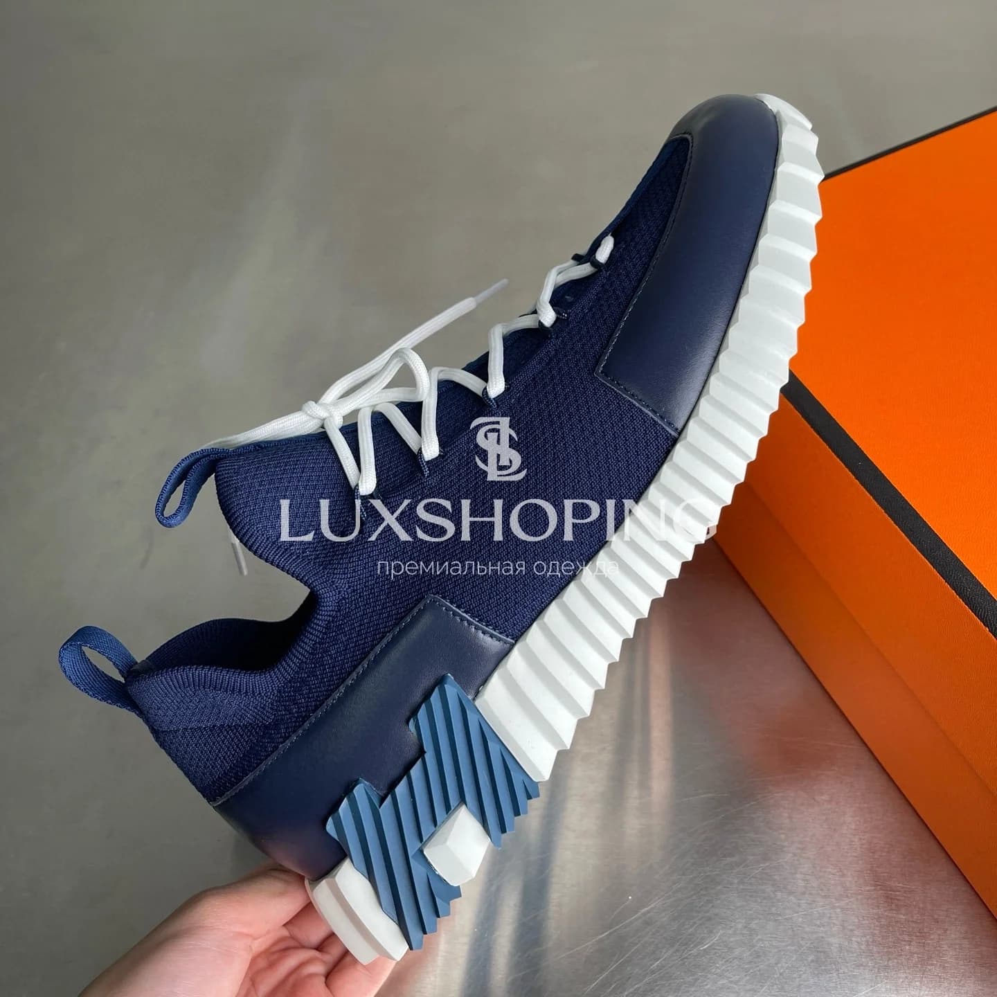 HERMÈS Lift Navy Sneakers мужские кроссовки премиум-класса - фото 5