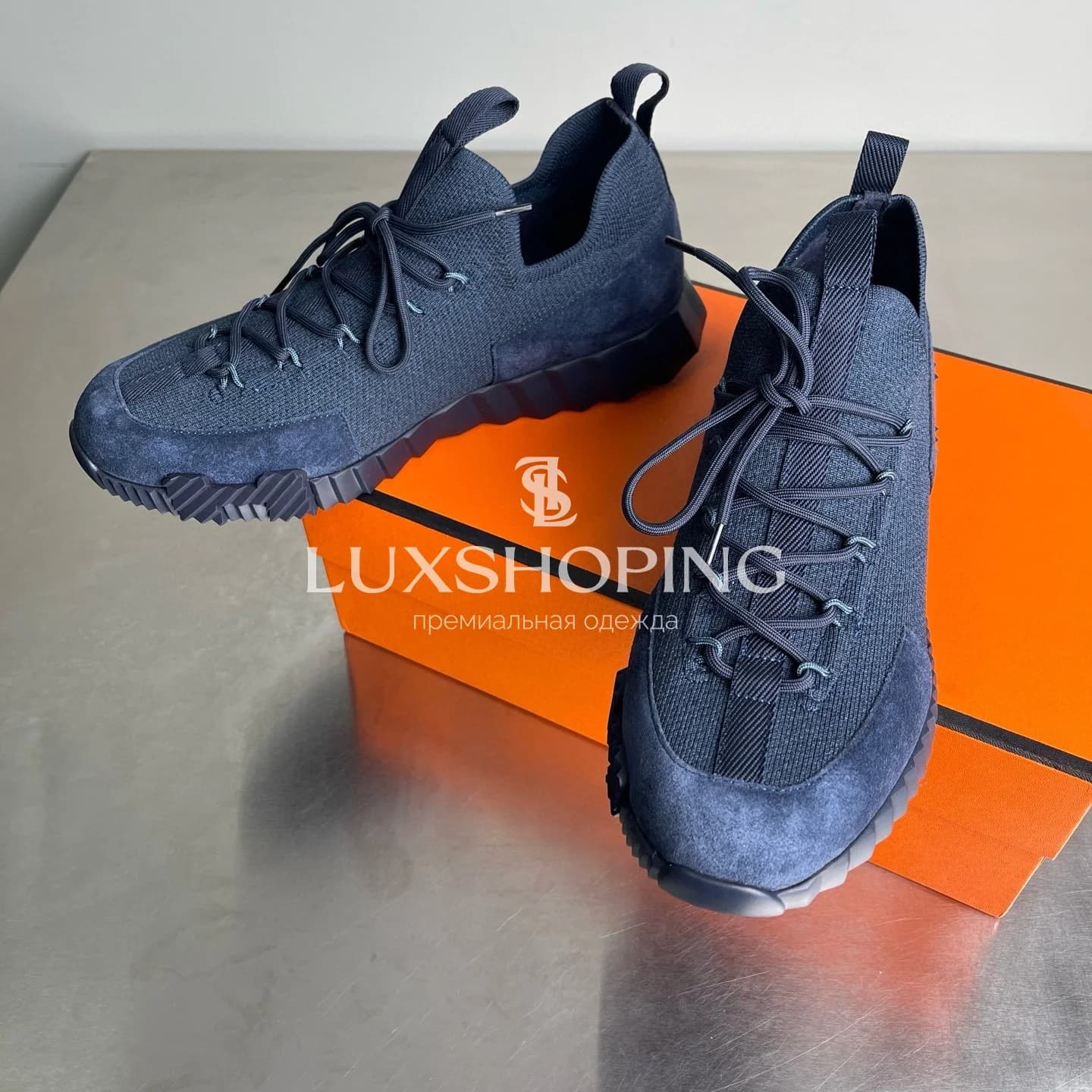 HERMÈS Lift Navy Sneakers мужские кроссовки Глубокий синий - фото 3