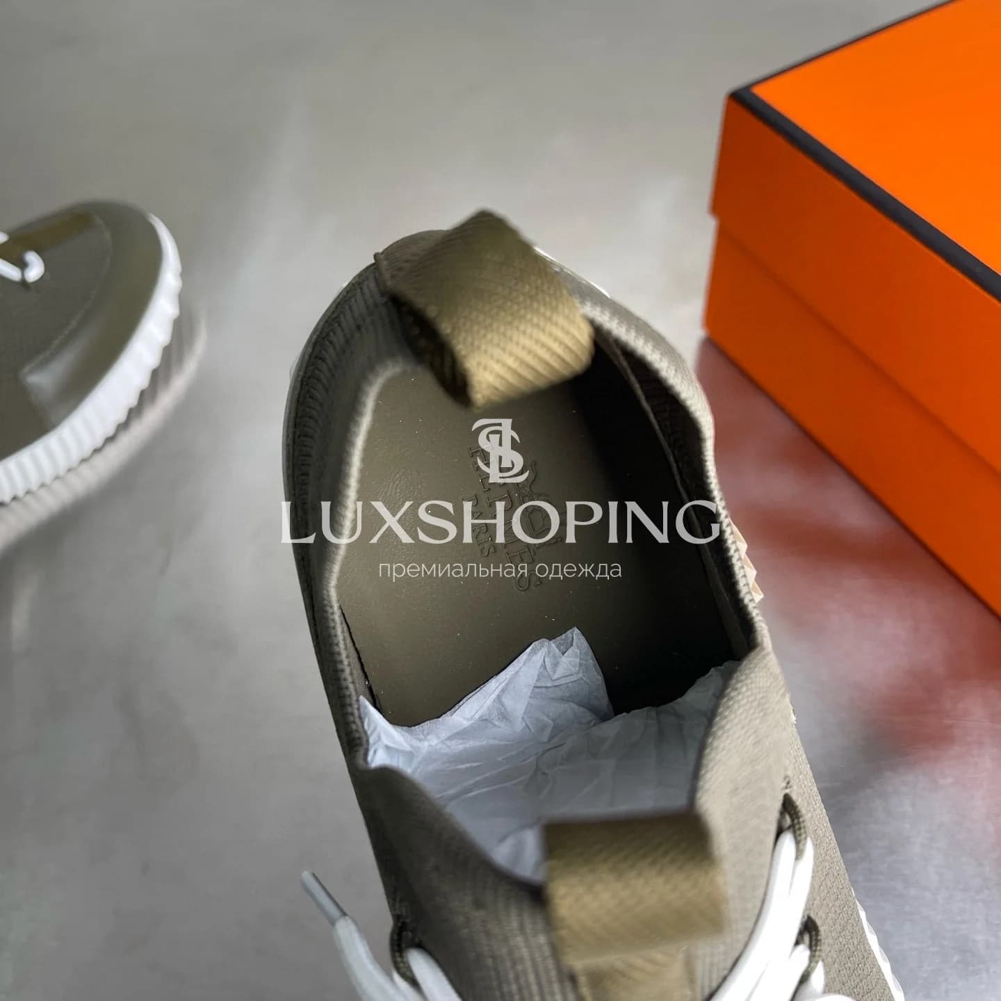 HERMÈS Lift Navy Sneakers мужские кроссовки Милитари - фото 9