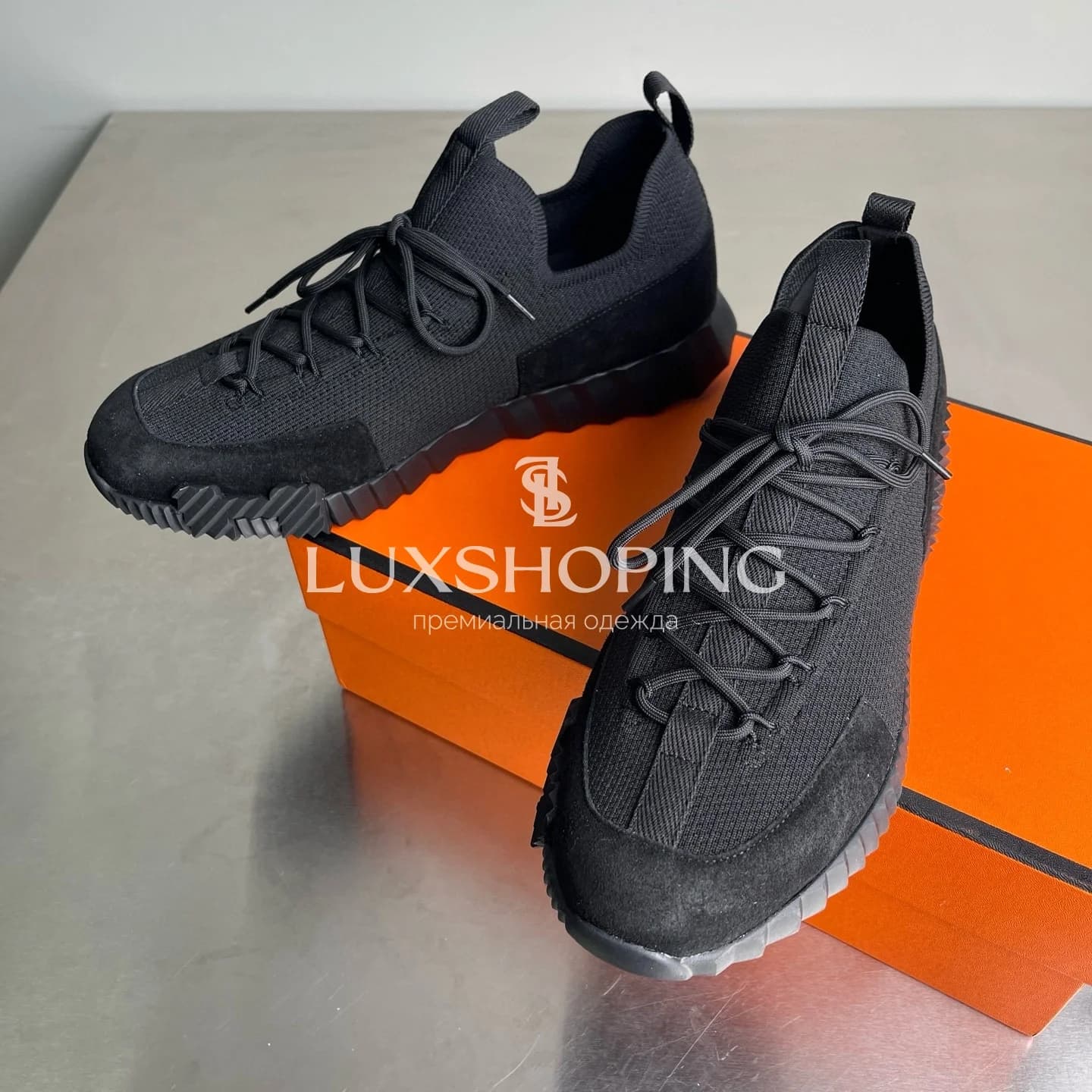 HERMÈS Lift Navy Sneakers мужские кроссовки Глубокий черный - фото 3