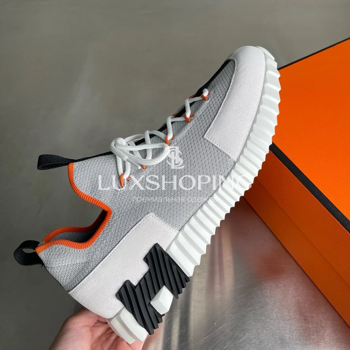 HERMÈS Lift Navy Sneakers мужские кроссовки H010 - фото 5