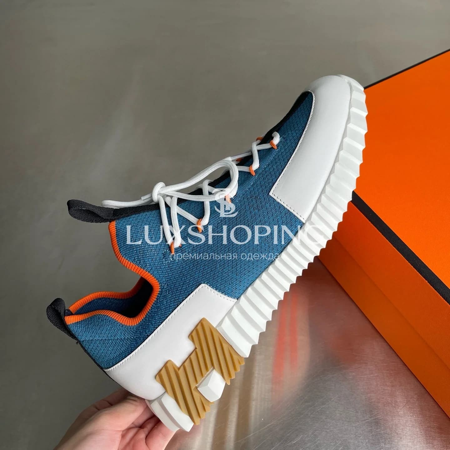 HERMÈS Lift Navy Sneakers кроссовки H013 - фото 5
