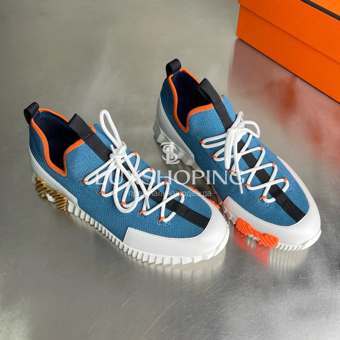 HERMÈS Lift Navy Sneakers кроссовки H013 - фото 7