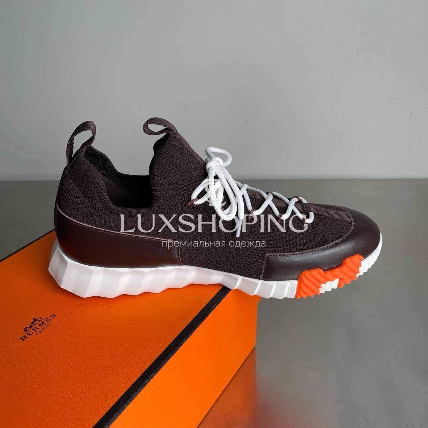 HERMÈS Lift Navy Sneakers кроссовки Глубокий коричневый H021 - фото 3