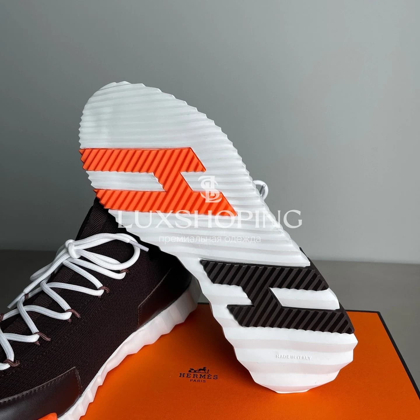 HERMÈS Lift Navy Sneakers кроссовки Глубокий коричневый H021 - фото 9