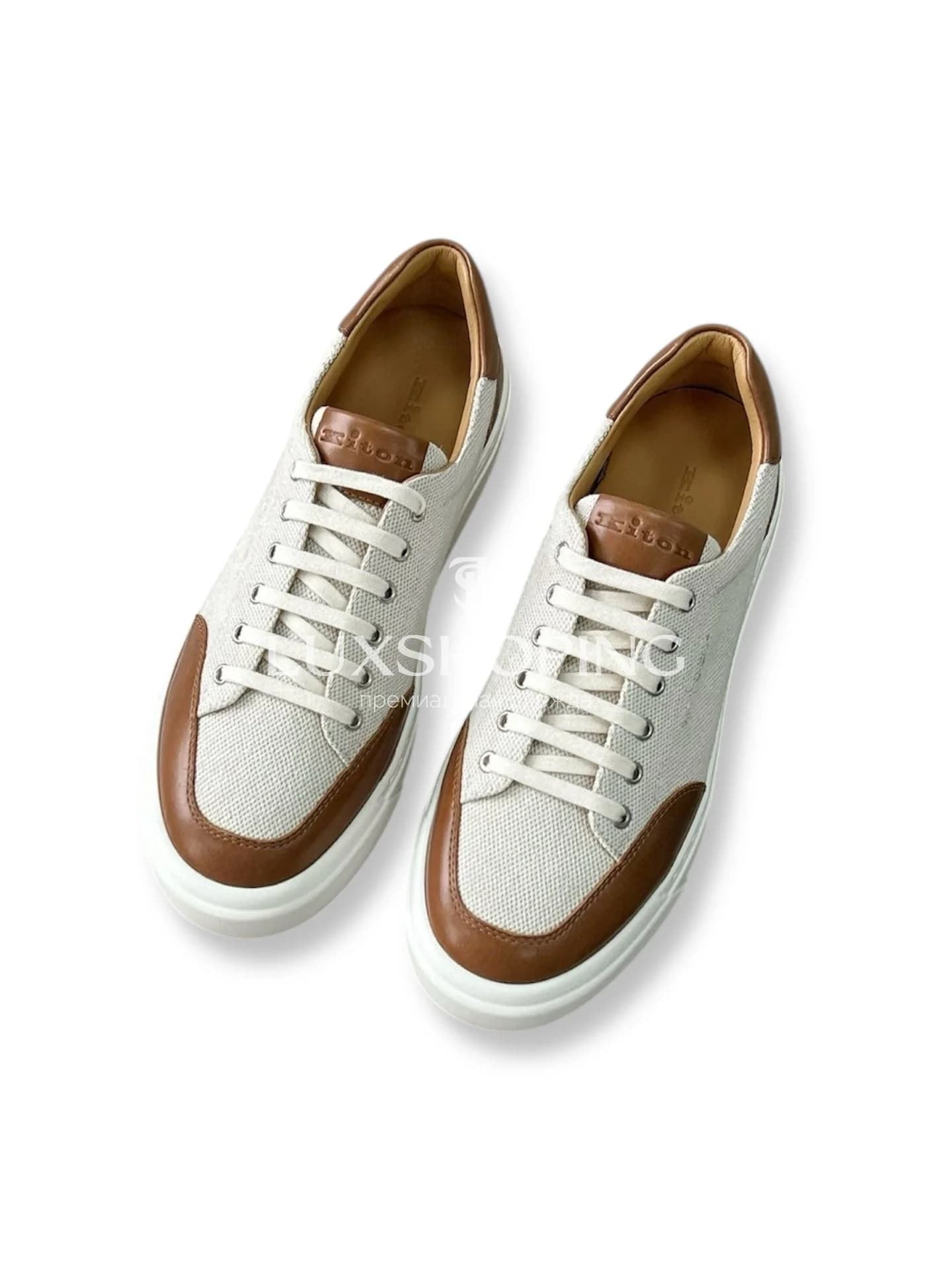 Кроссовки Kiton из холста и телячьей кожи, KT010