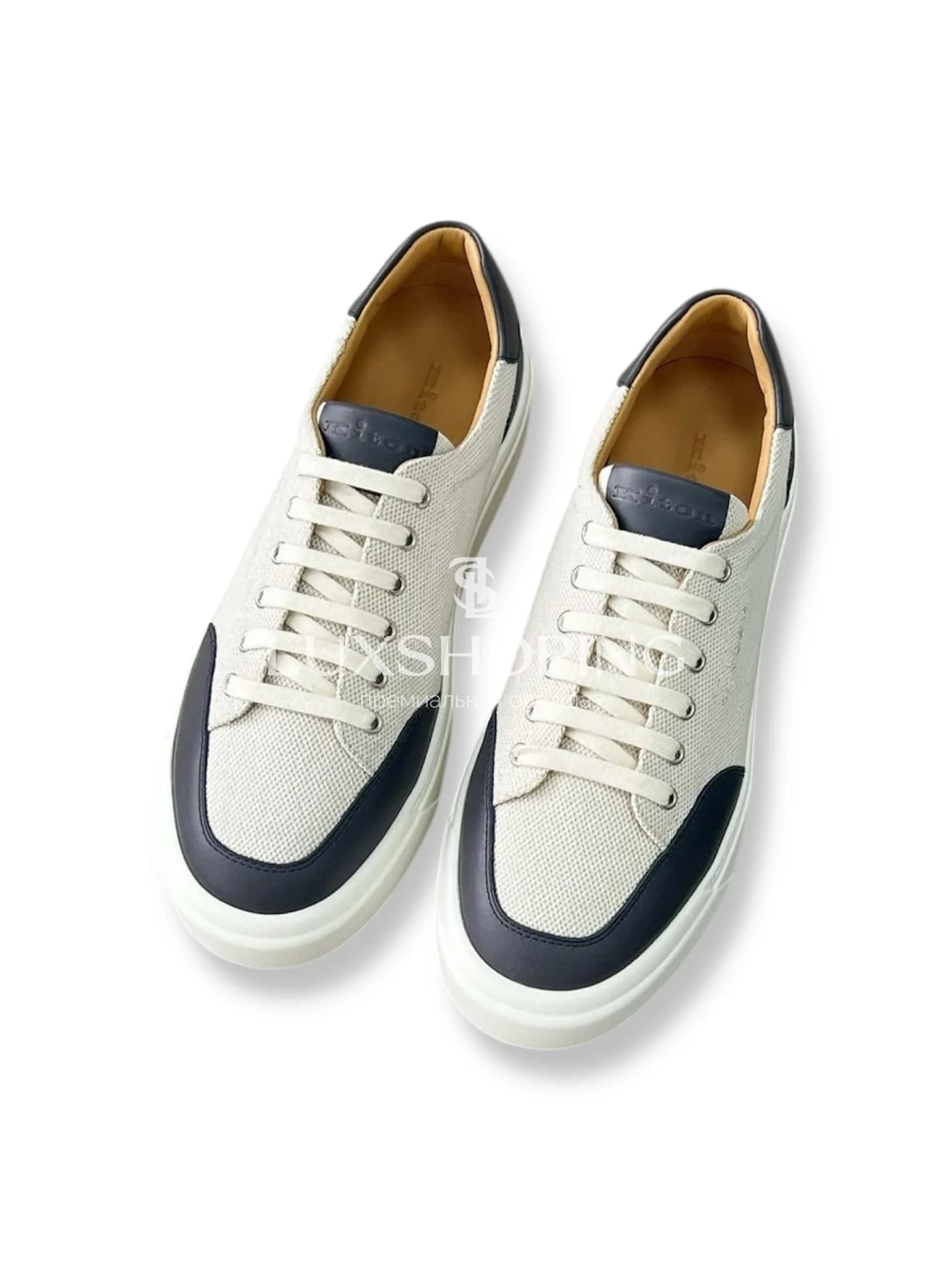 Кроссовки Kiton из холста и телячьей кожи, KT011