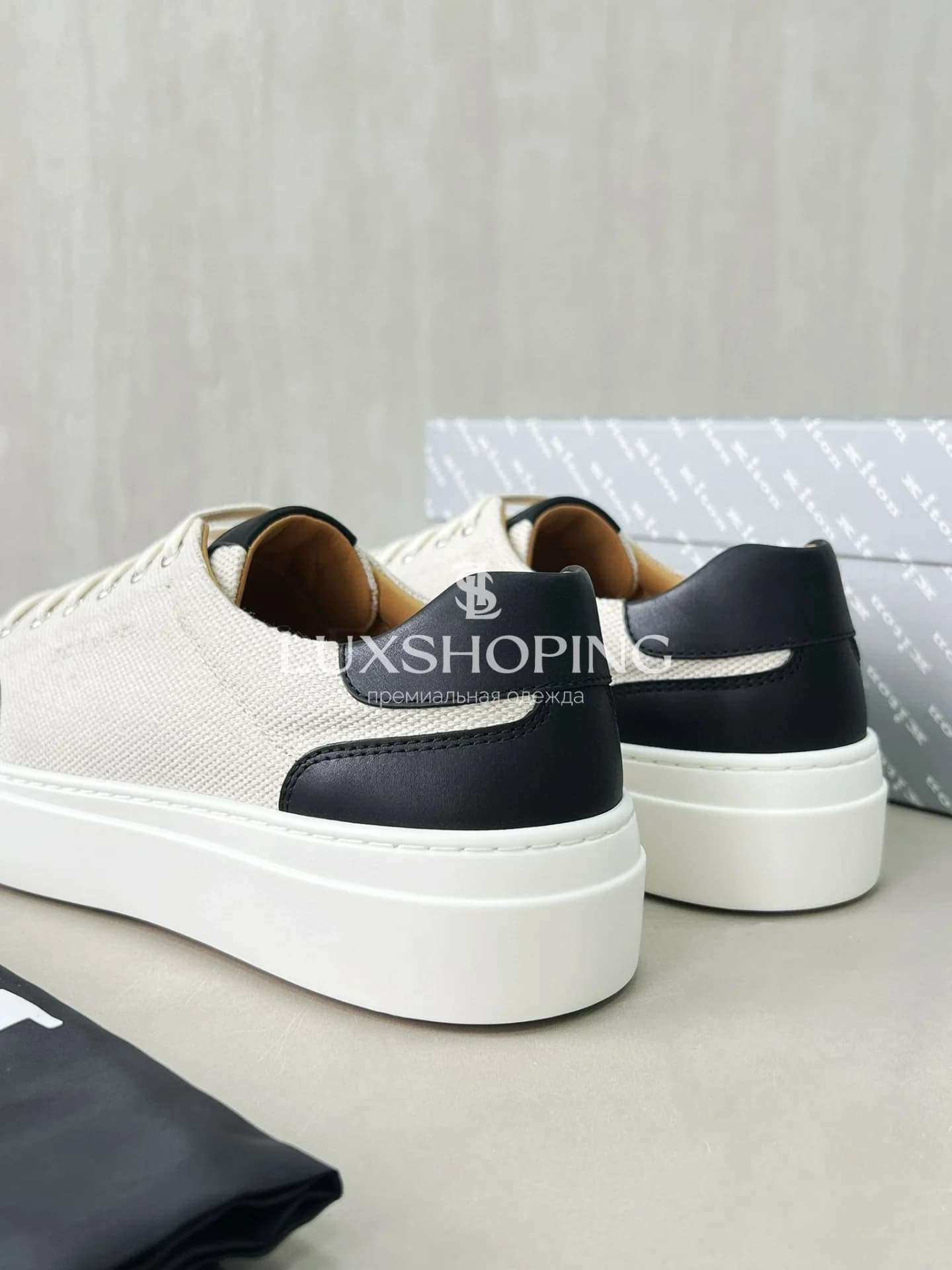 Кроссовки Kiton из холста и телячьей кожи, KT012 - фото 4