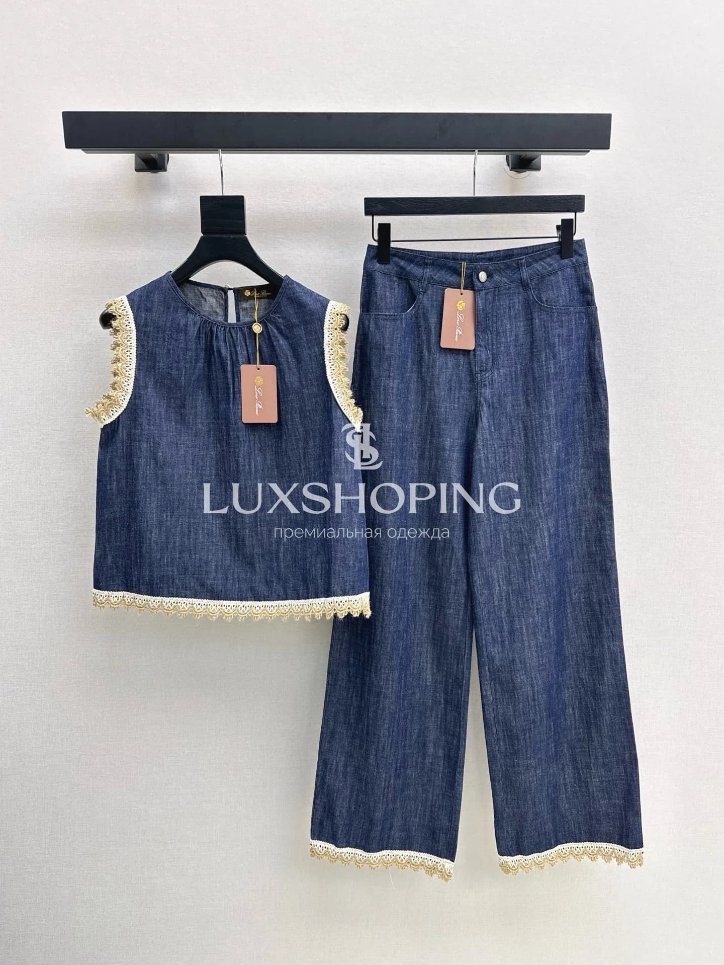 Loro Piana Комплект из джинсового льна с вышивкой - фото 2