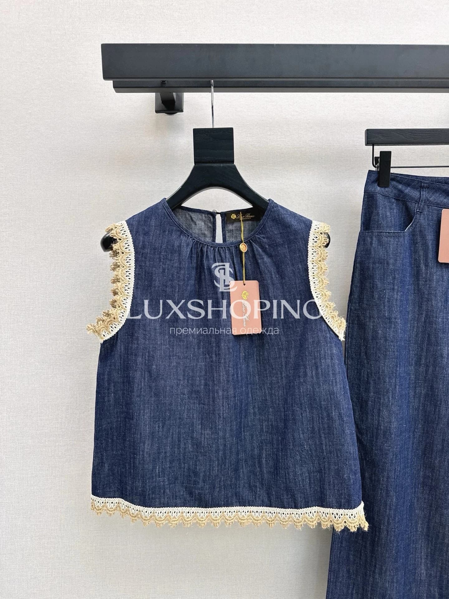 Loro Piana Комплект из джинсового льна с вышивкой - фото 3