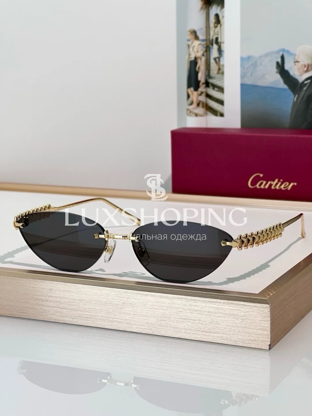 Солнцезащитные очки Cartier CT0543S 01 - фото 17