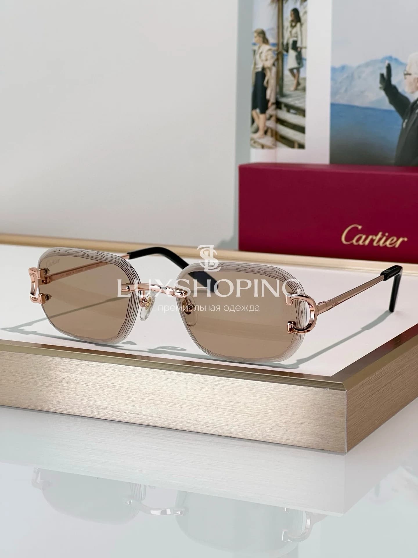 Очки Cartier CT06116J  02 с фотохромными линзами и узором на линзе - фото 6