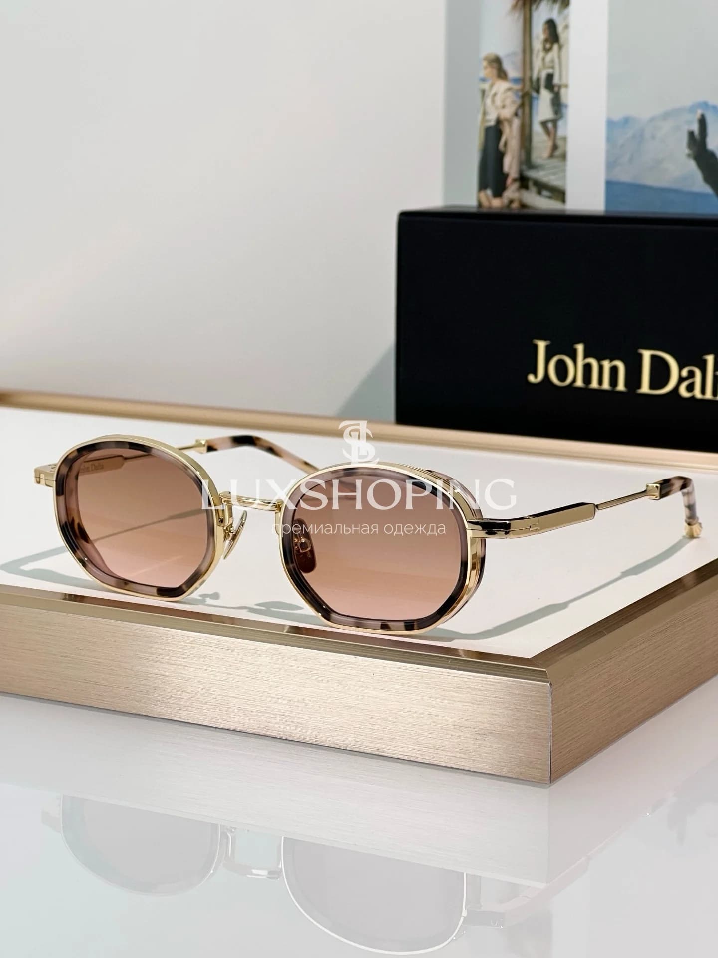 Солнцезащитные очки John Dalia MATT 01 в позолоте 22 карата - фото 17