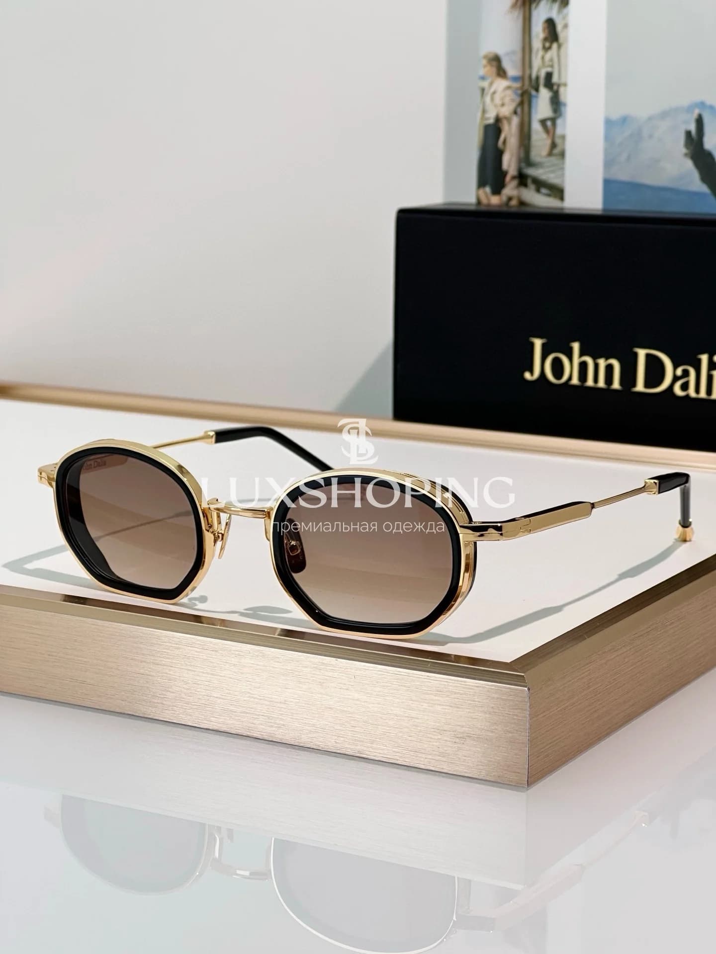 Солнцезащитные очки John Dalia MATT 02 в позолоте 22 карата - фото 19