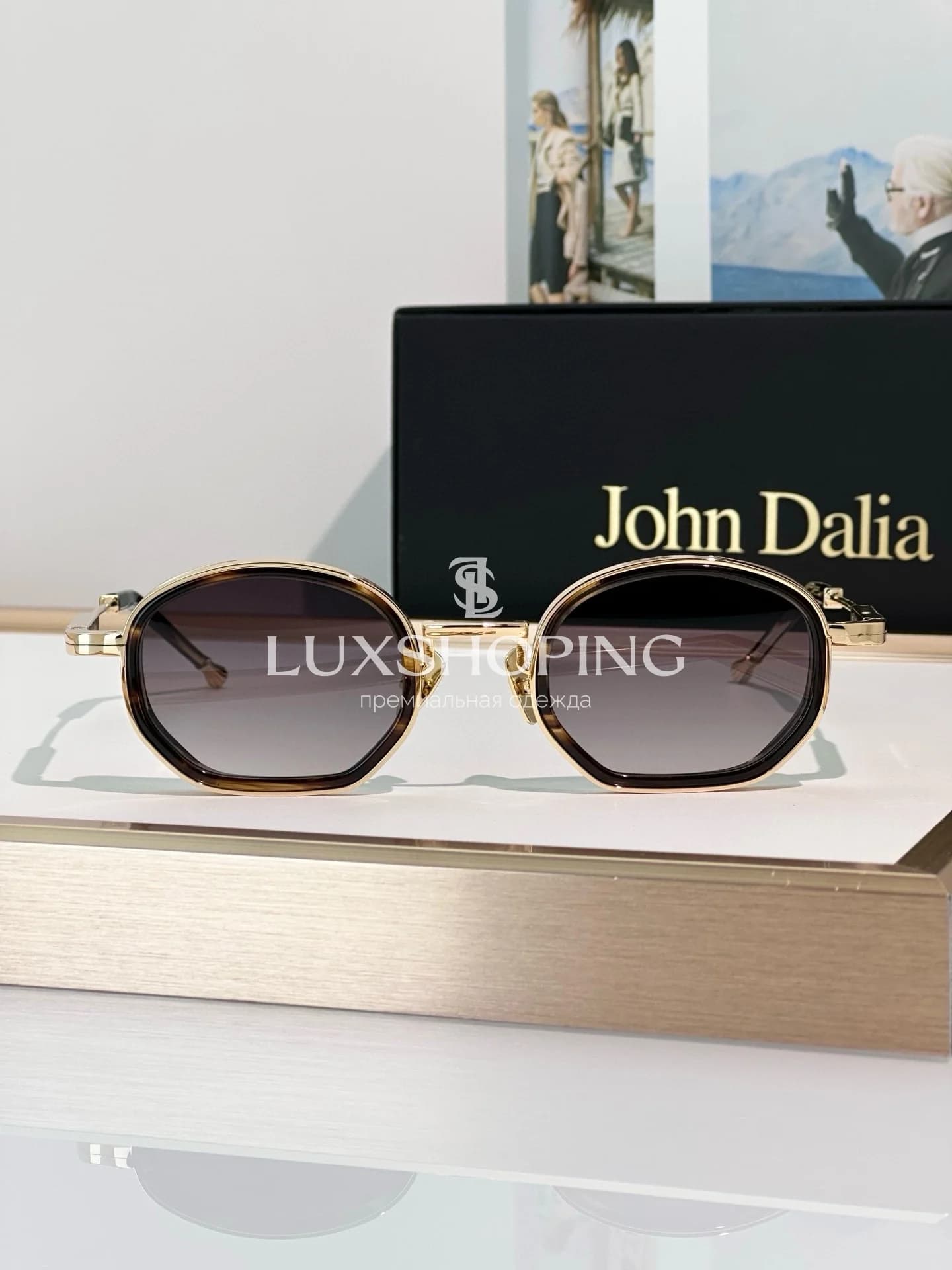 Солнцезащитные очки John Dalia MATT 03 в позолоте 22 карата - фото 2