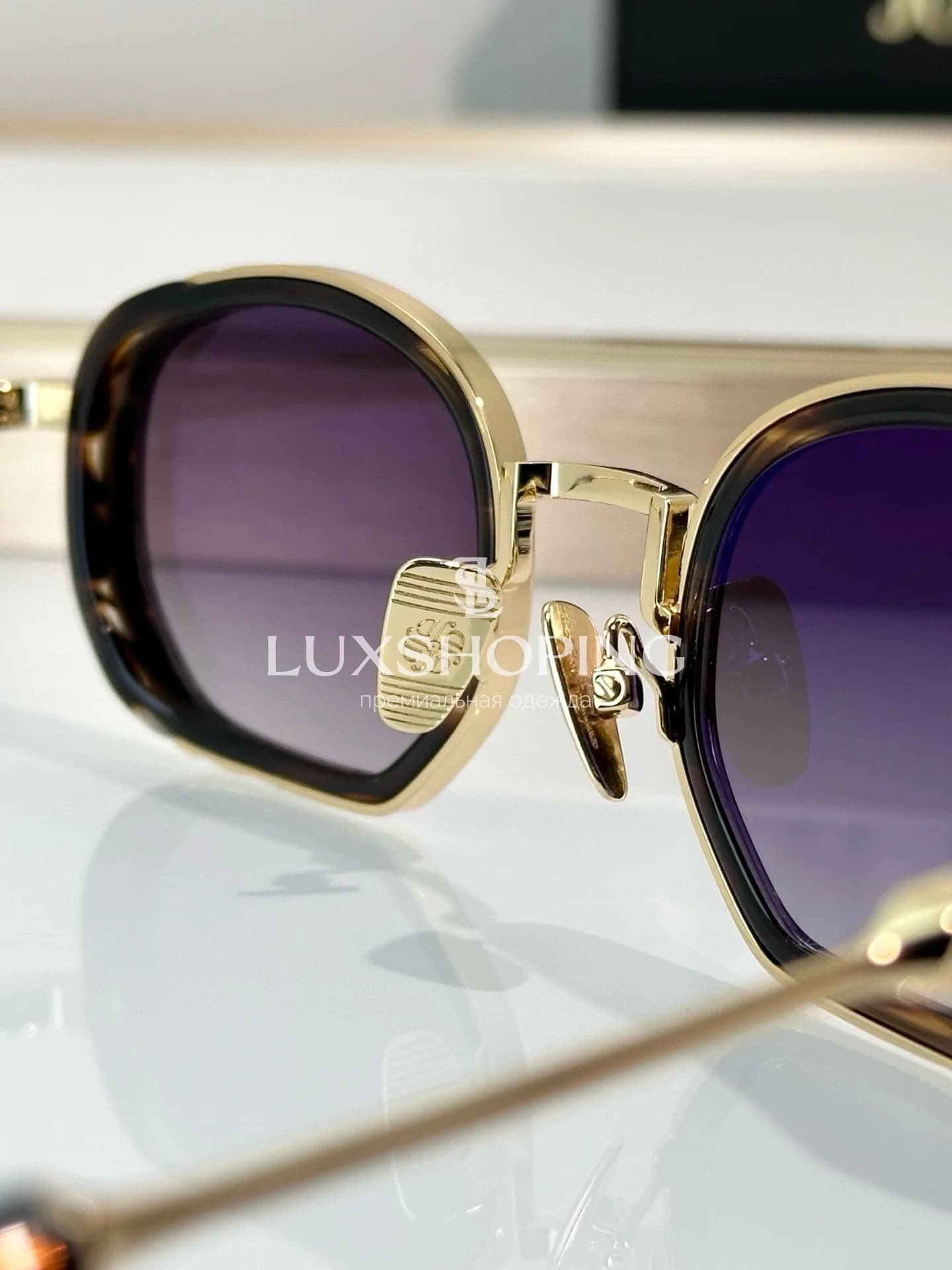 Солнцезащитные очки John Dalia MATT 03 в позолоте 22 карата - фото 9