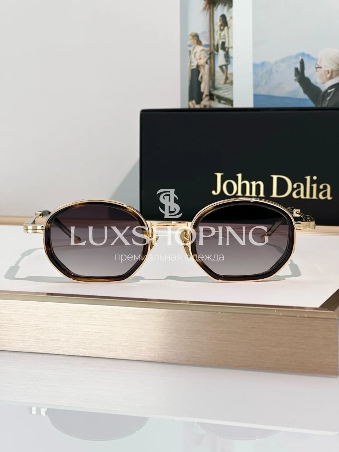 Солнцезащитные очки John Dalia MATT 04 в позолоте 22 карата - фото 3