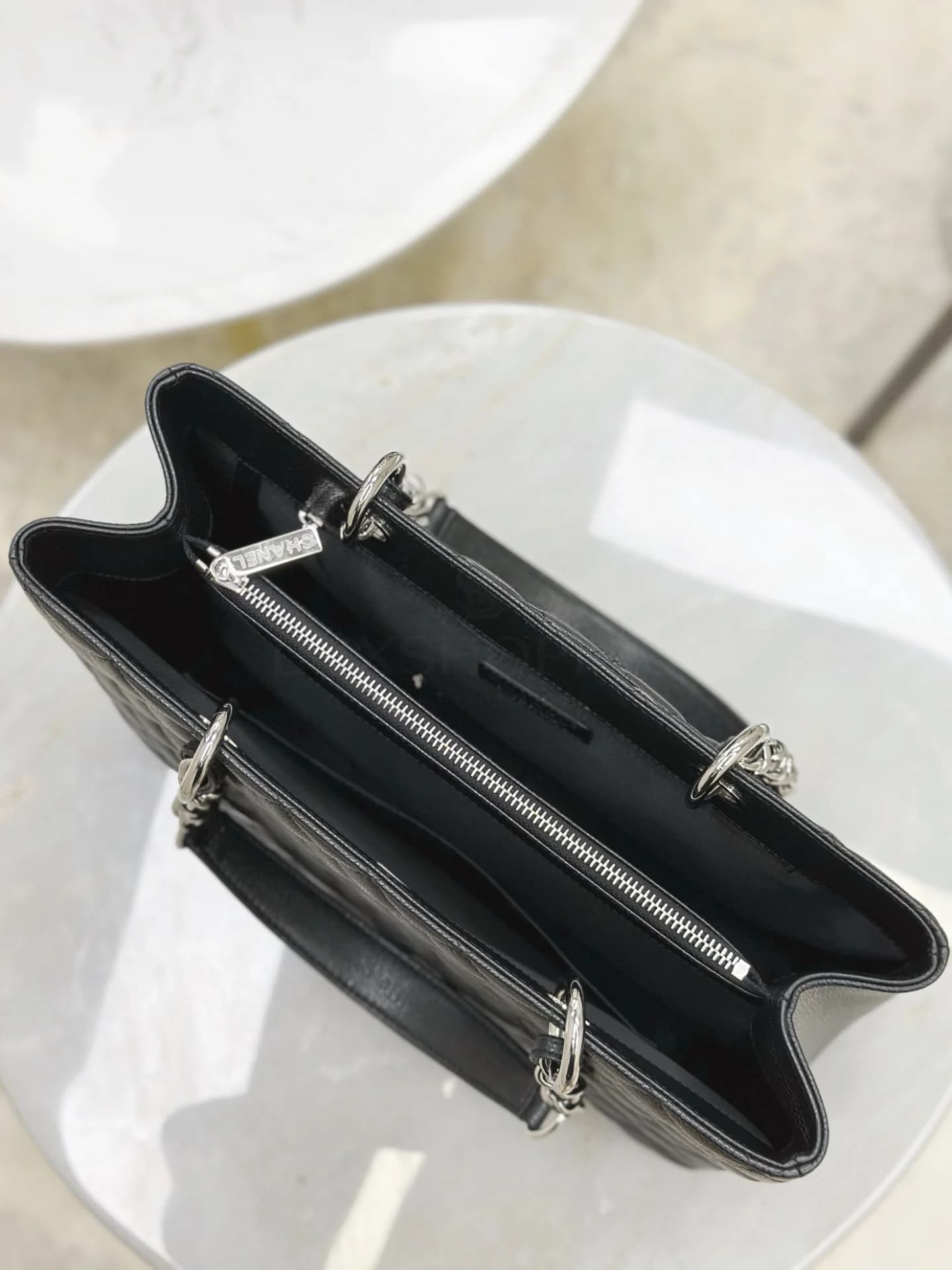 Сумка Chanel Grand Shopping Tote 34х25х13 см черная серебро - фото 9