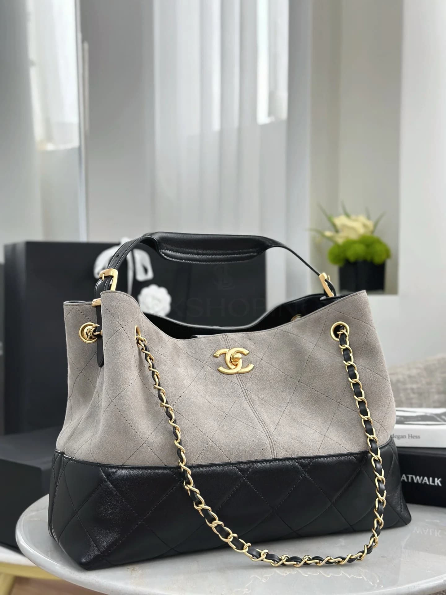 Сумка Chanel 25A высокий шопер 24х36х14 см бежевый - фото 3