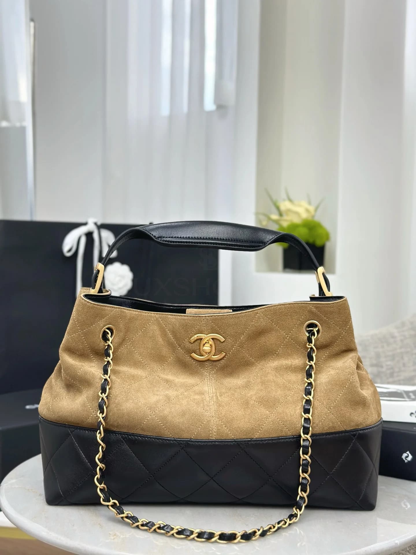 Сумка Chanel 25A высокий шопер 24х36х14 см коричневый - фото 3