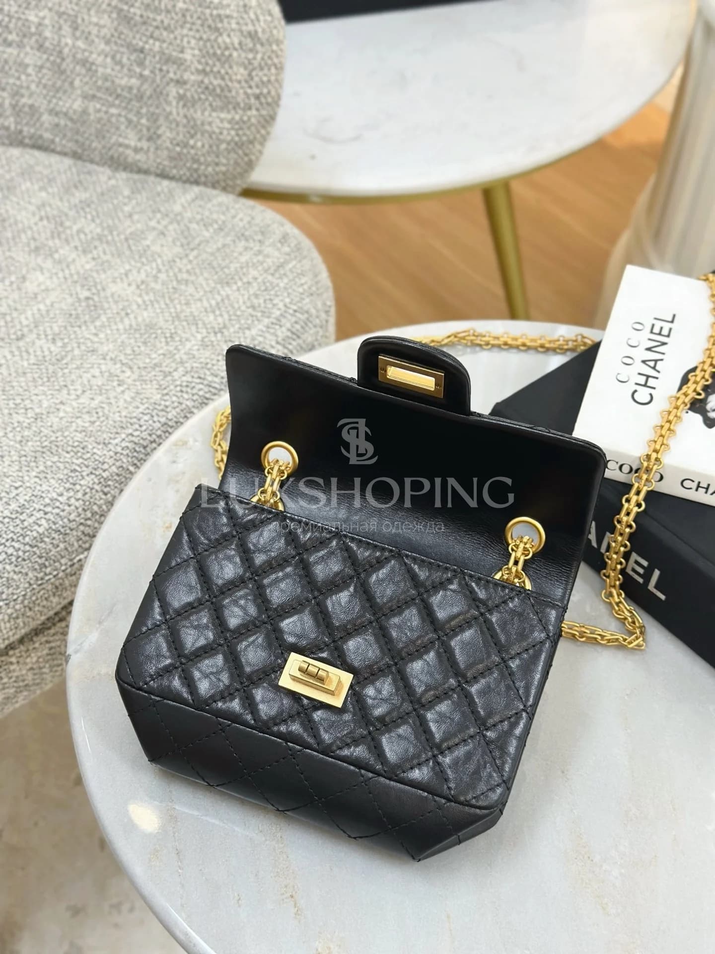 Сумка Chanel 2.55 черная мини 15.5х20х6 см - фото 2