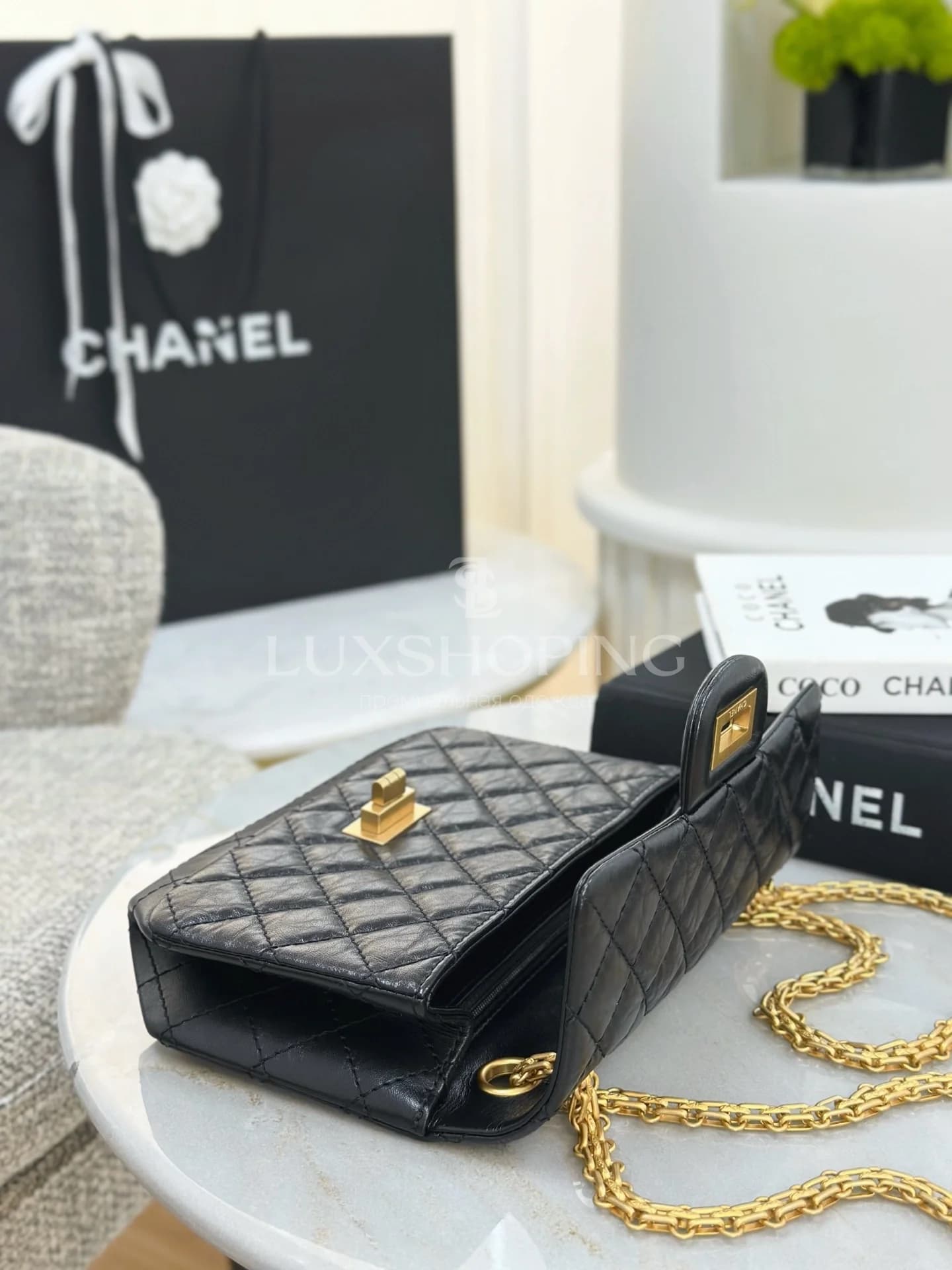Сумка Chanel 2.55 черная мини 15.5х20х6 см - фото 3