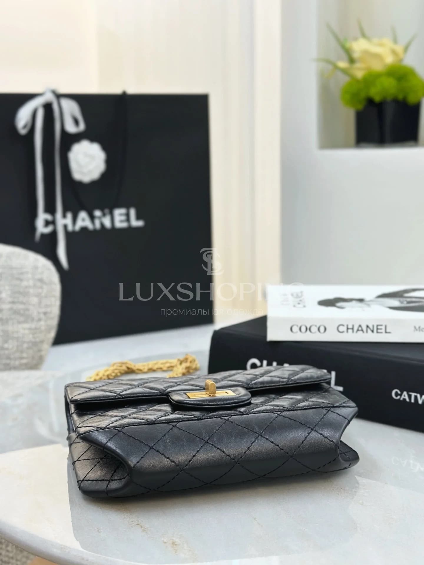 Сумка Chanel 2.55 черная мини 15.5х20х6 см - фото 7