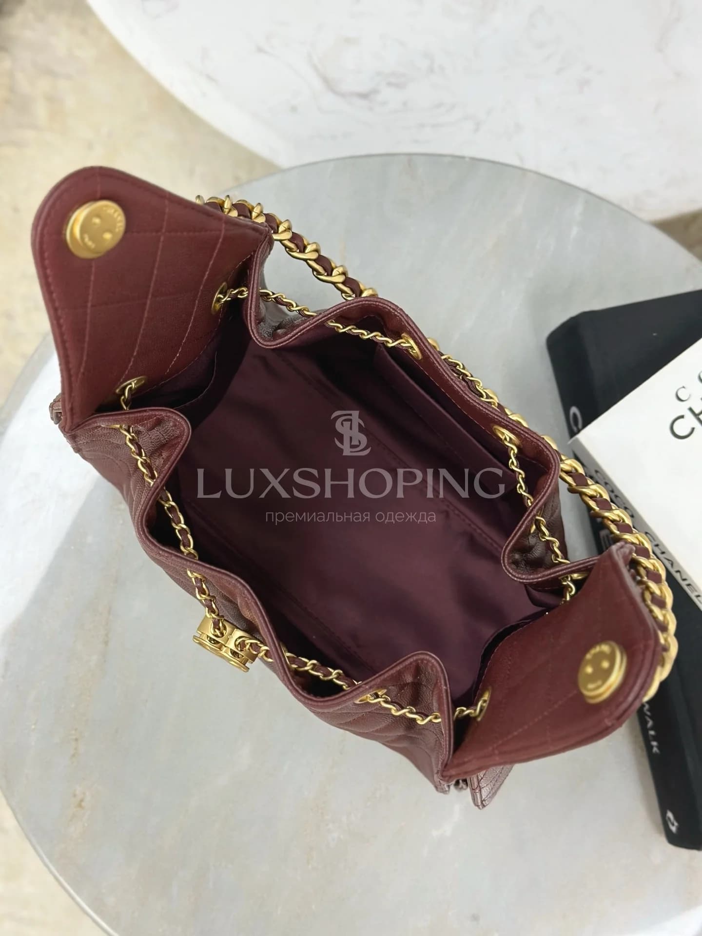 CHANEL 25C сумка-хобо 30×26×14 см бордо - фото 9
