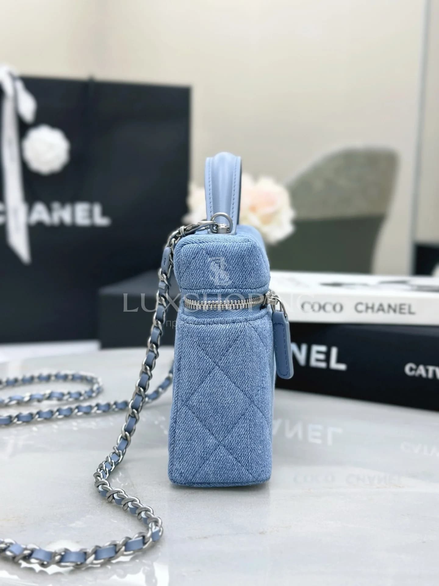 CHANEL 25C LP из денима 17×19,5×5 см - фото 3