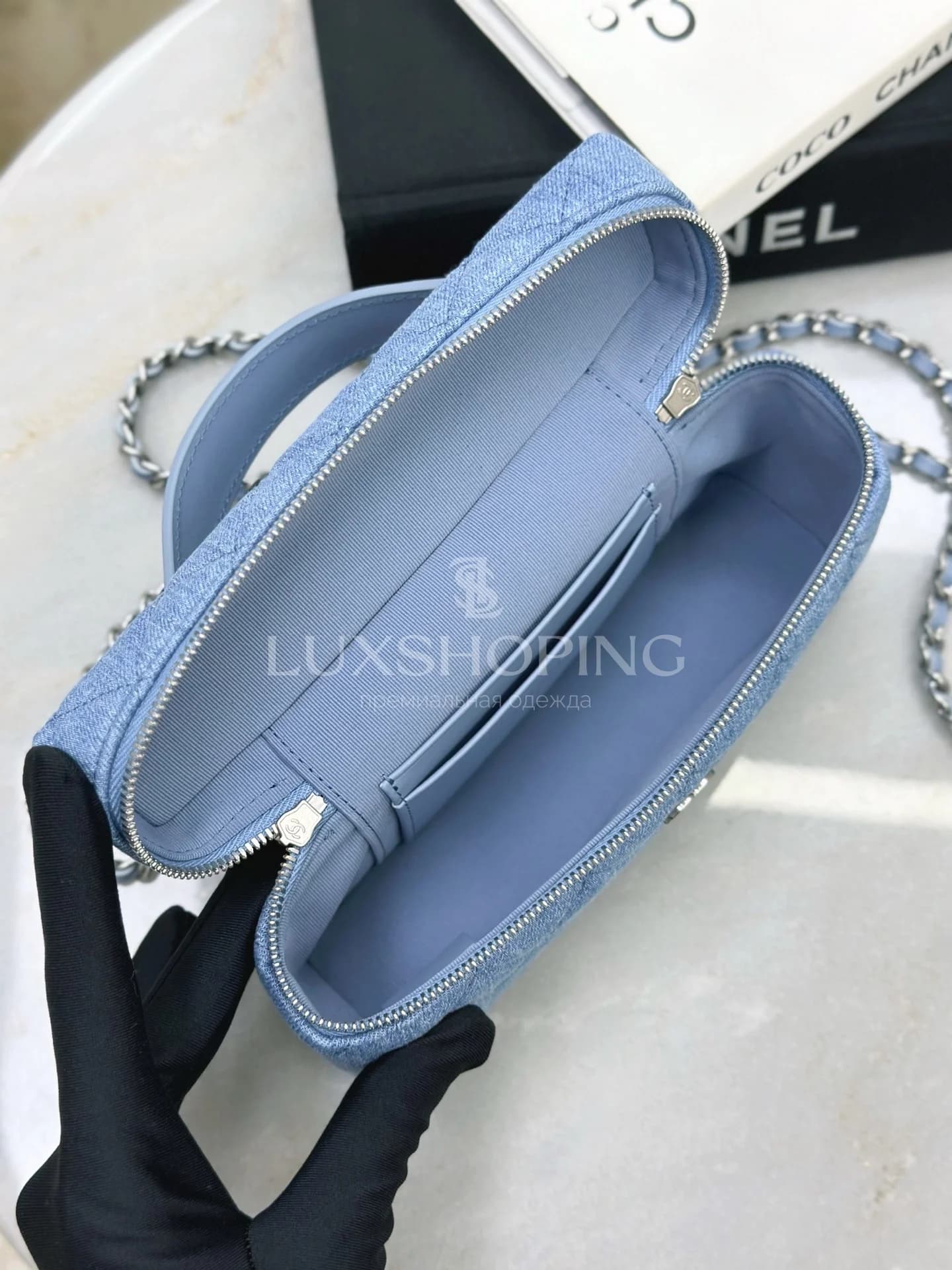 CHANEL 25C LP из денима 17×19,5×5 см - фото 5