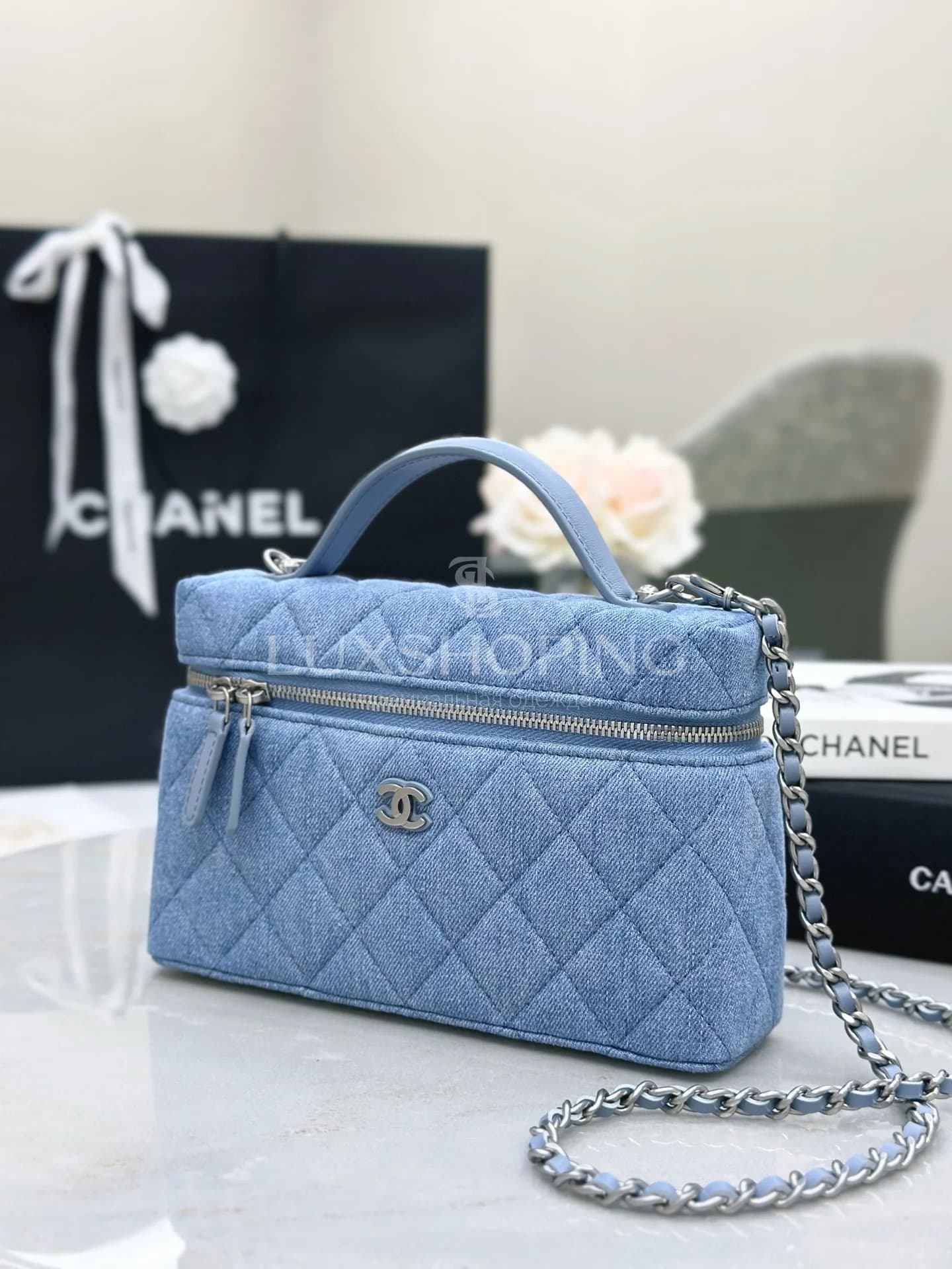 CHANEL 25C LP из денима 17×19,5×5 см - фото 6