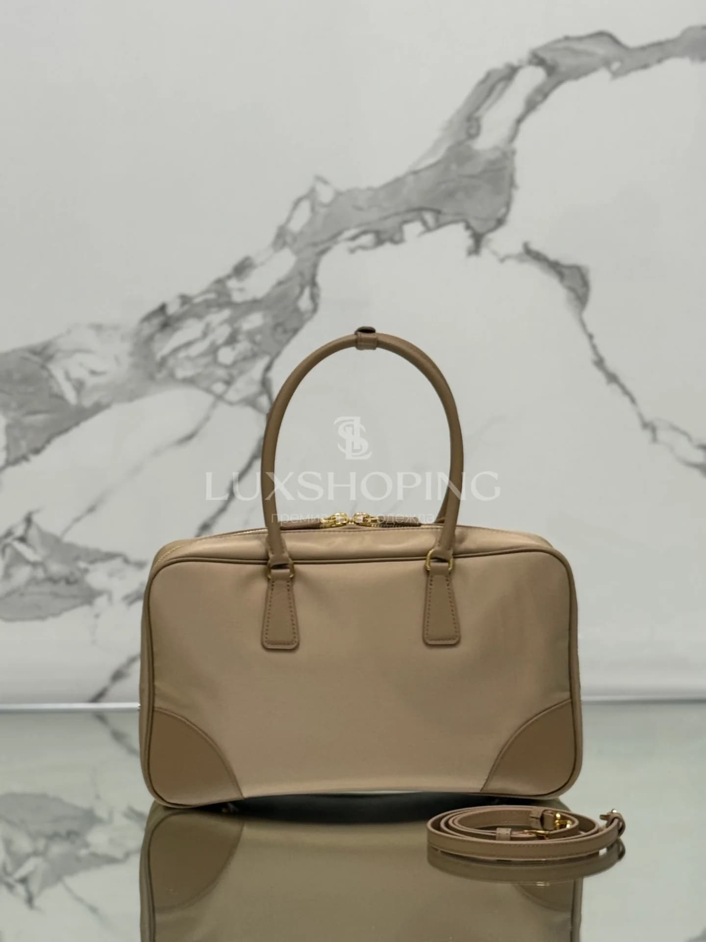 Сумка Prada Re-Edition 1995 35×21.5×10 см бежевая - фото 5