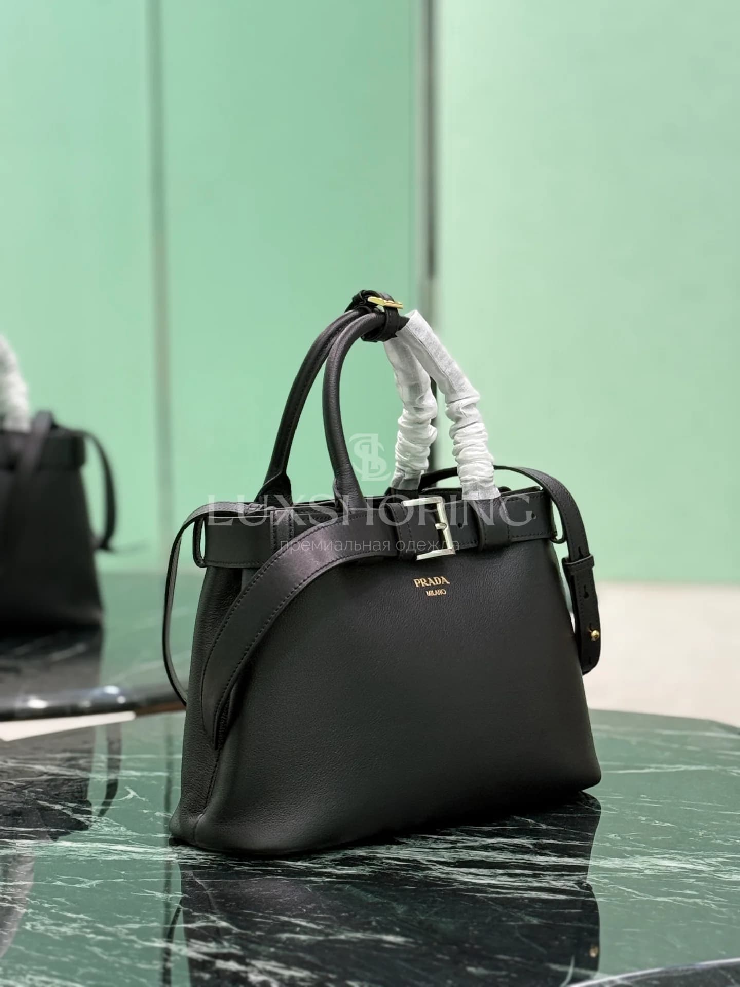 Сумка Prada 2024 Double Bag 32×23×11 см черная - фото 3