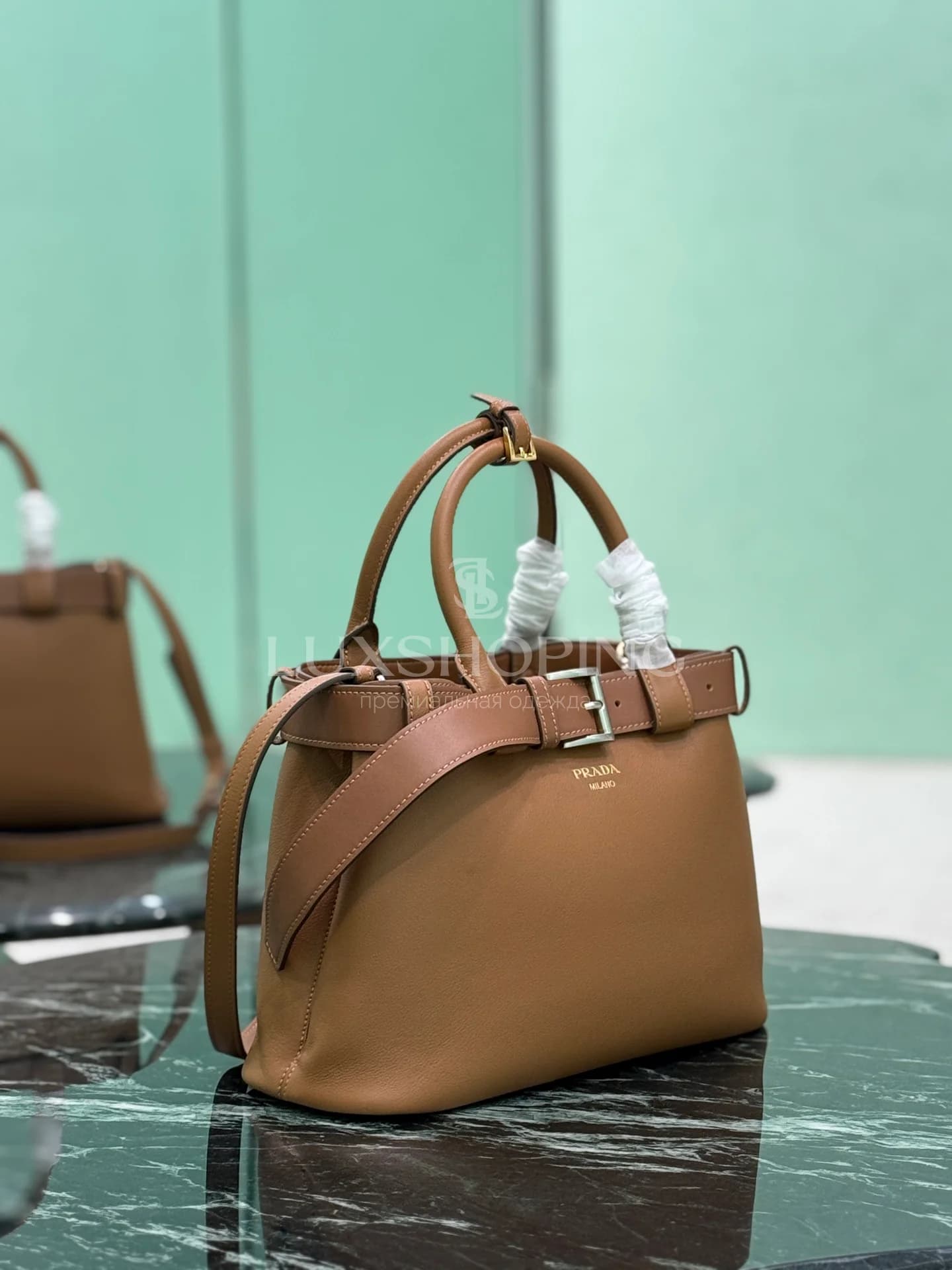 Сумка Prada 2024 Double Bag 32×23×11 см коричневая - фото 3