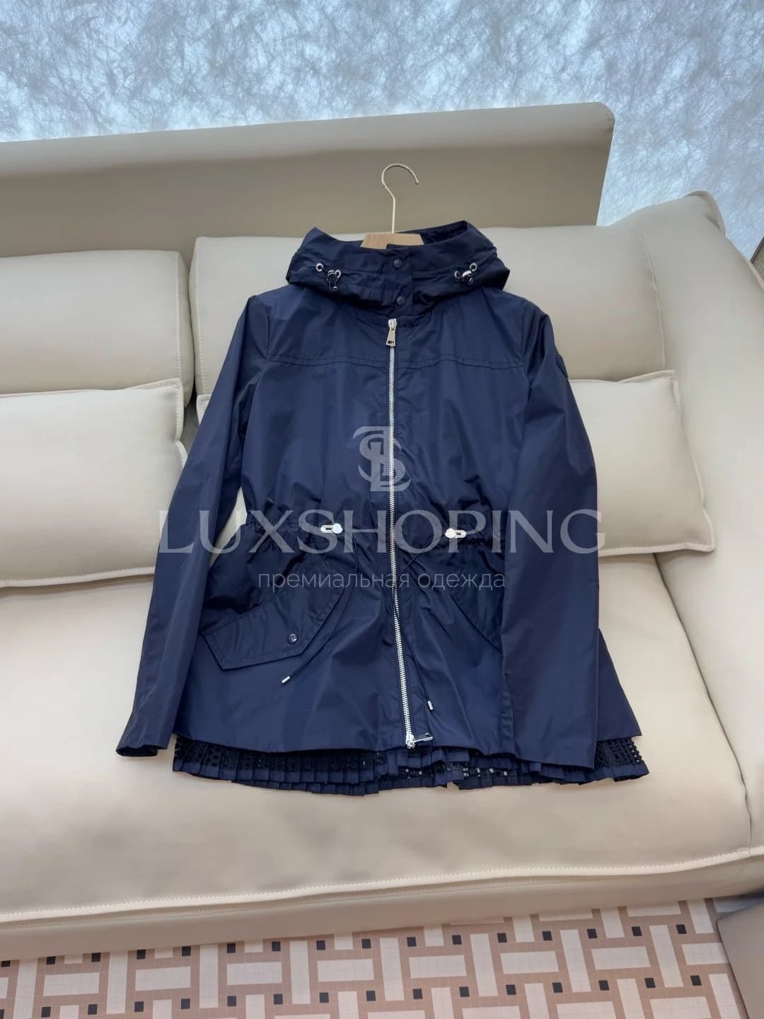 Moncler женская куртка с кружевной отделкой Синий - фото 6