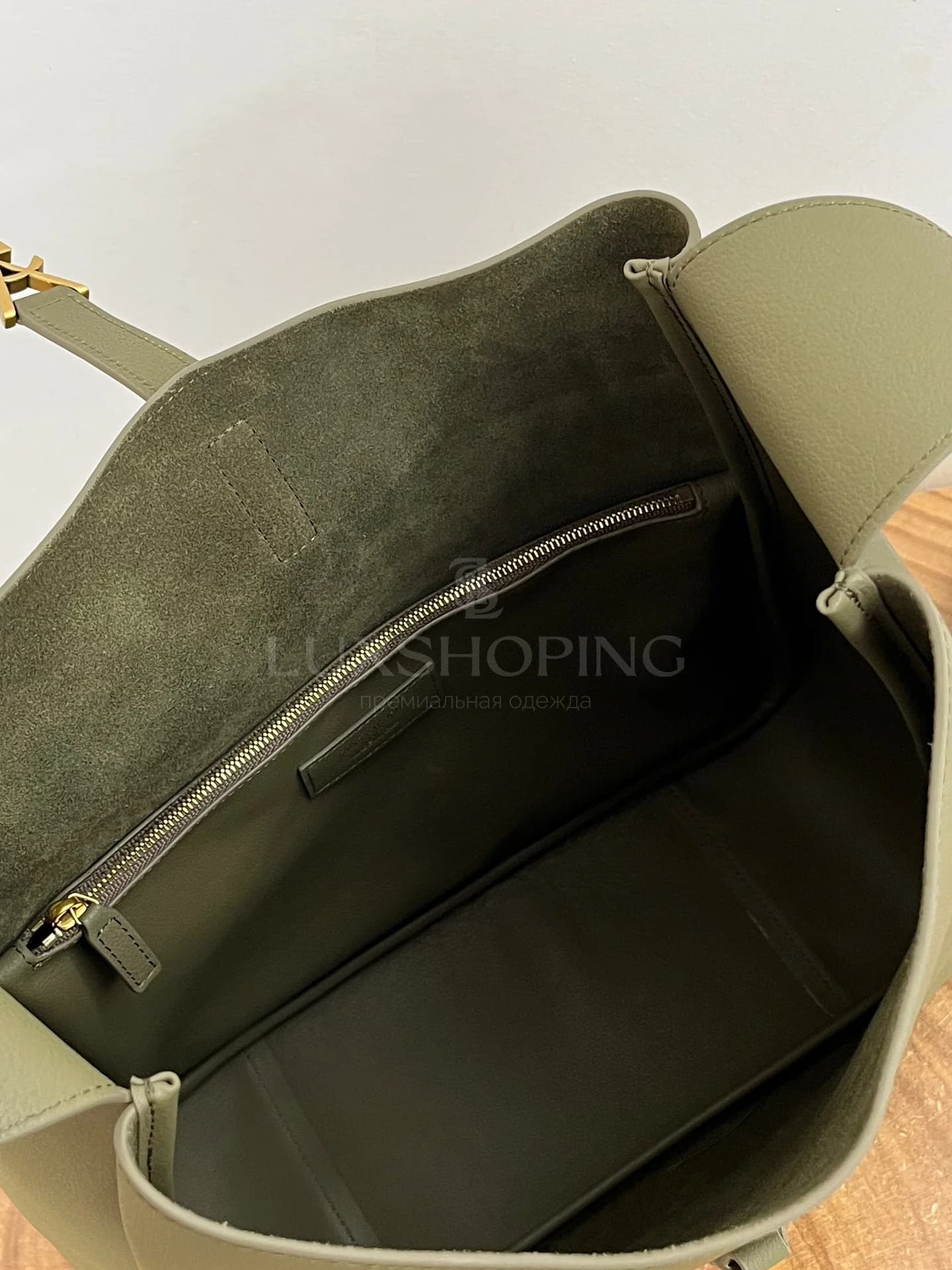 Сумка YSL Hobo 30×31×13 см зеленая - фото 8