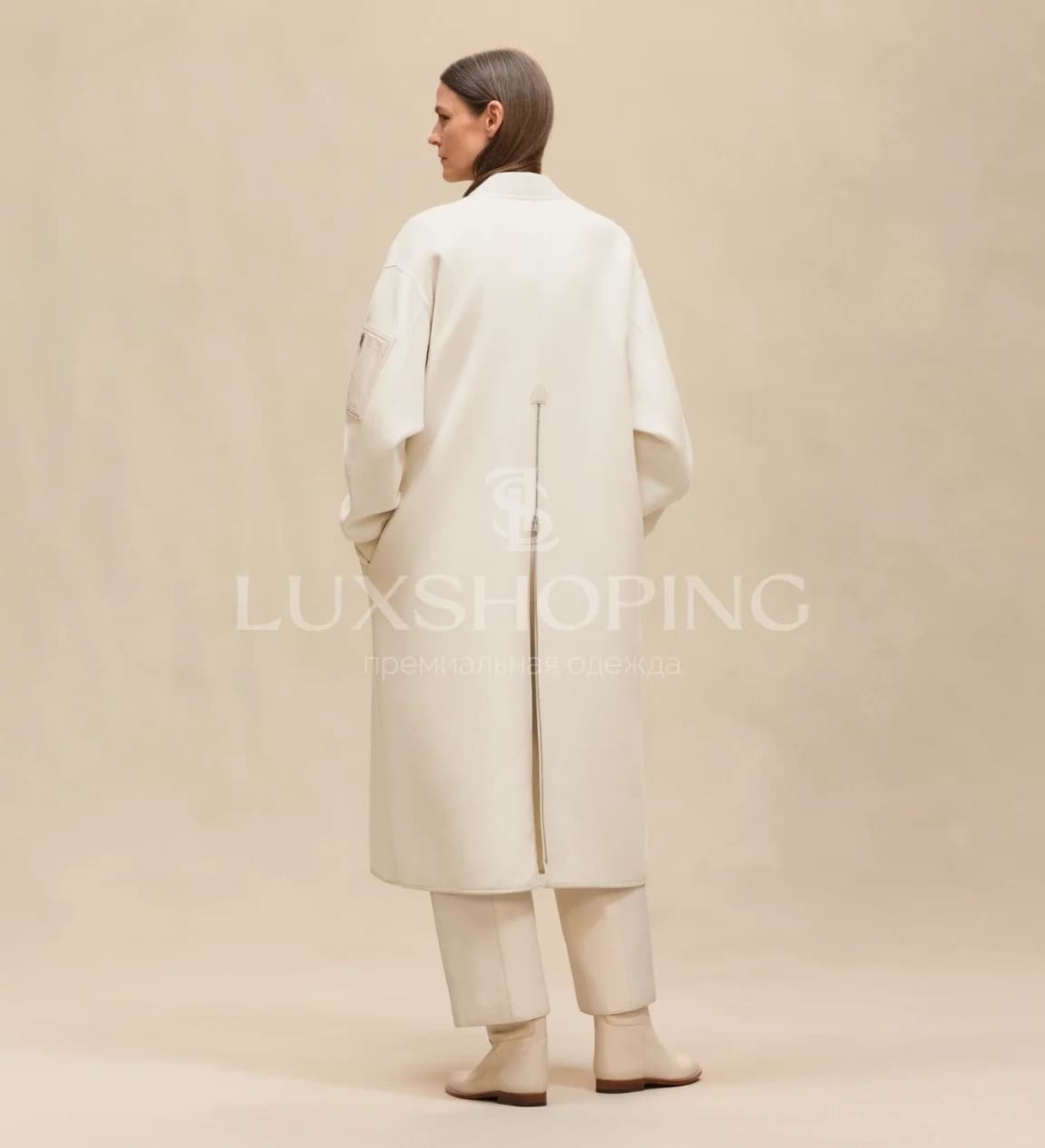 Hermes Пальто-бомбер белое - фото 3