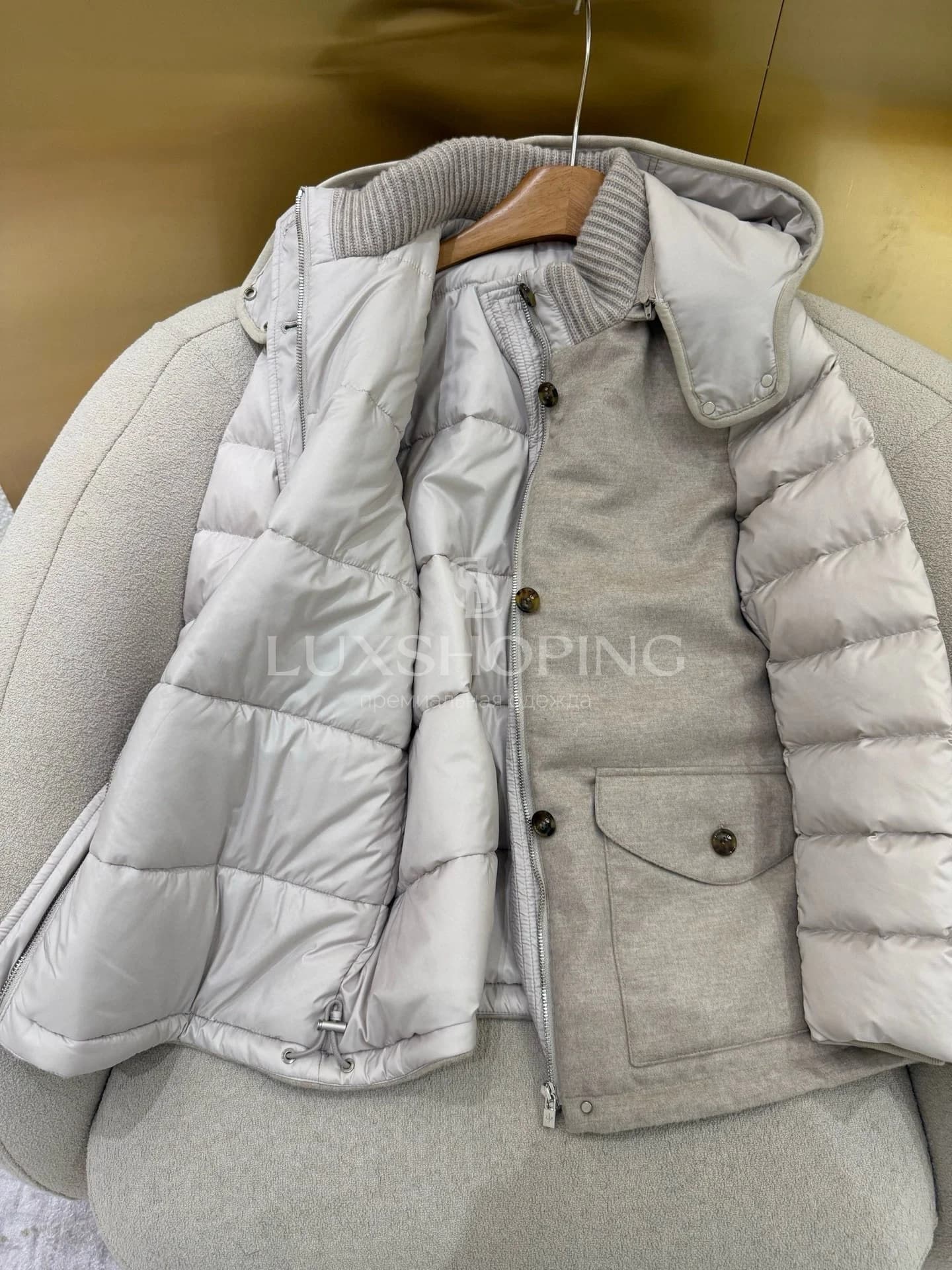 Loro Piana Пуховик с отделкой из кашемира и замши - фото 8