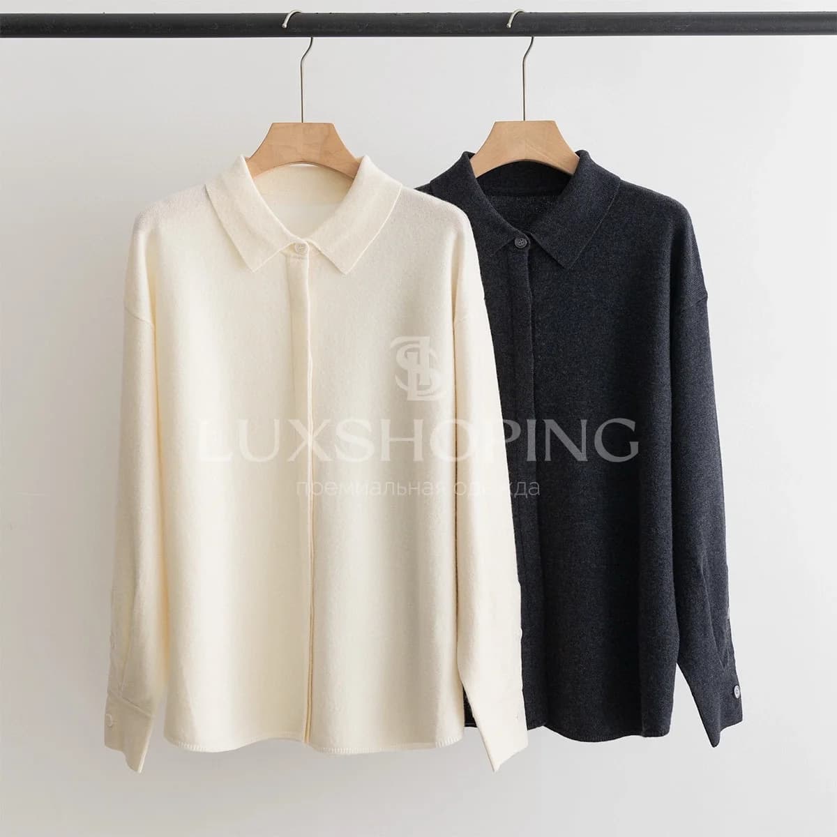 Роскошная блуза-рубашка из кашемира и шерсти от The Row «Классический бежевый» - фото 2