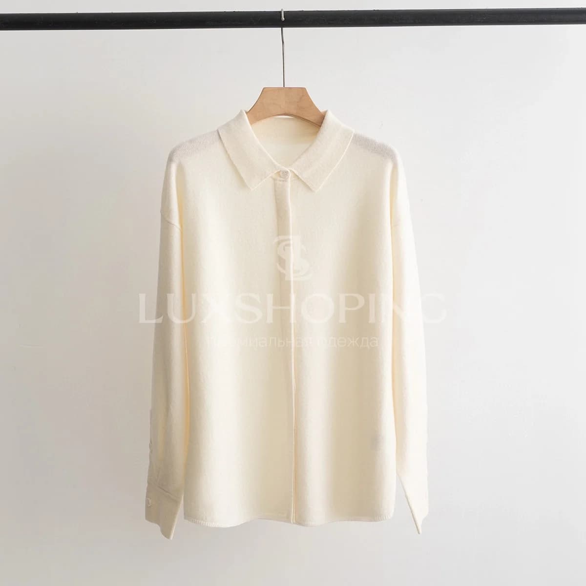 Роскошная блуза-рубашка из кашемира и шерсти от The Row «Классический бежевый» - фото 3