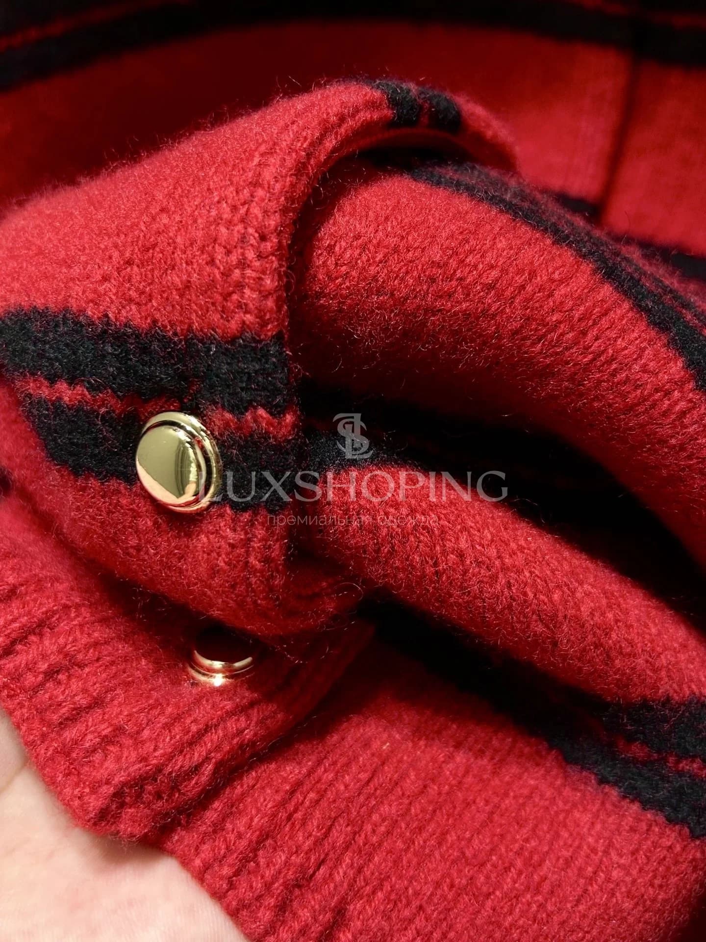 MIU MIU Красно-черный кардиган в полоску из шерсти и кашемира - фото 5