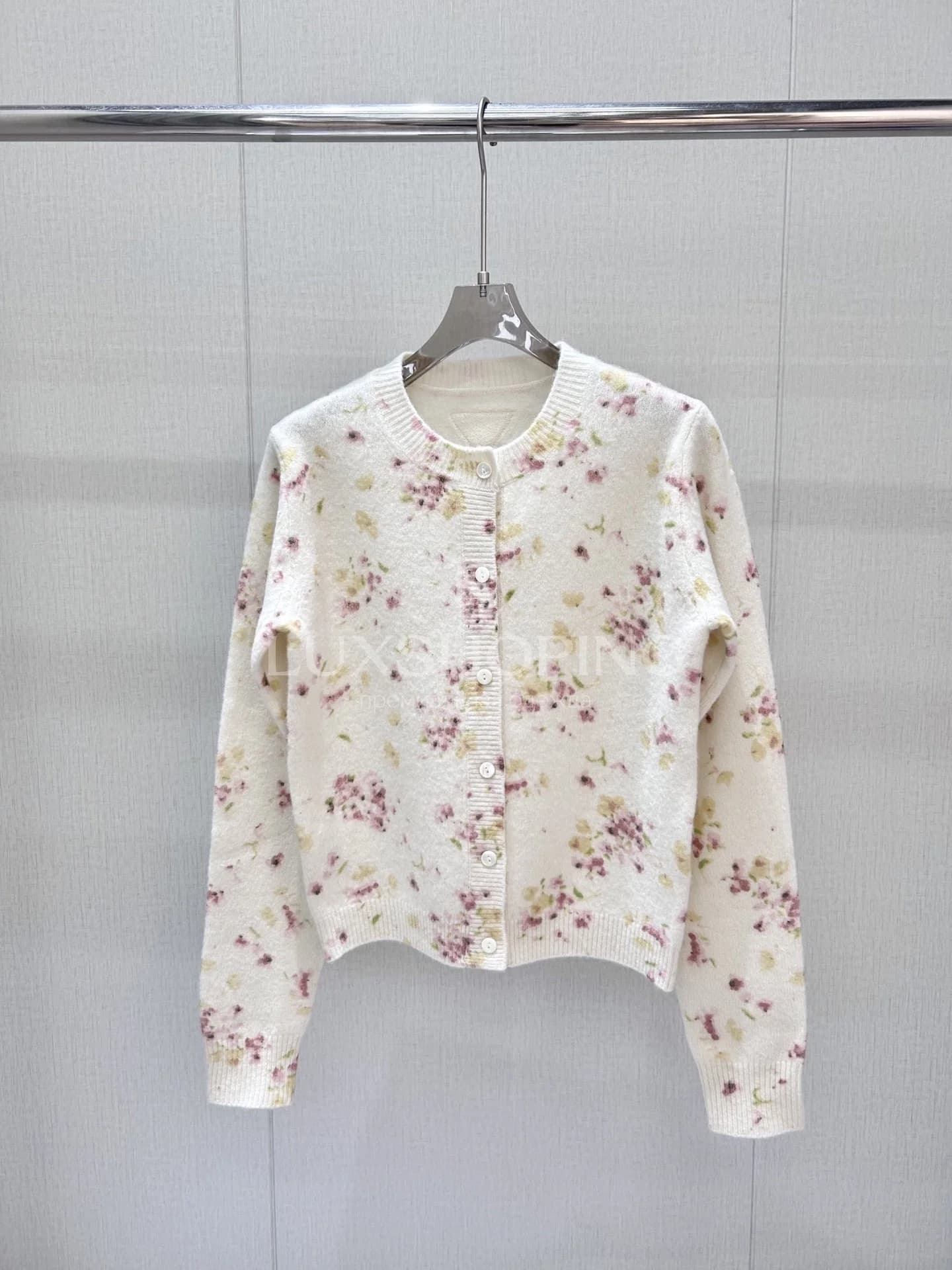 Prada Вязаный кардиган с цветочным принтом, коллекция 25SS - фото 2