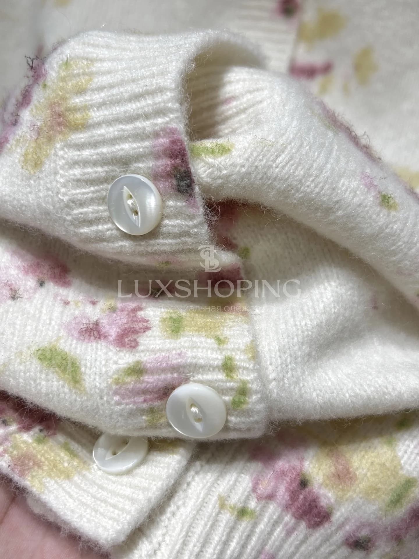 Prada Вязаный кардиган с цветочным принтом, коллекция 25SS - фото 8