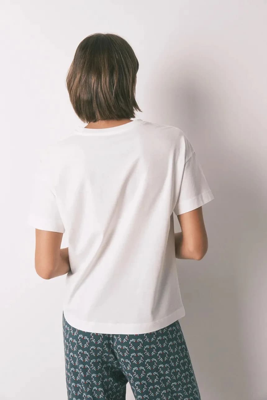 Хлопковая пижамная футболка - фото 2