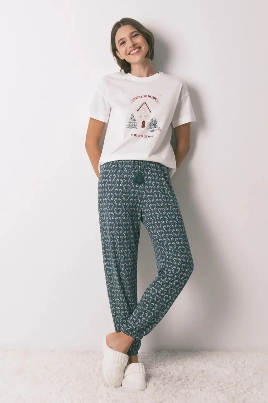 Хлопковая пижамная футболка - фото 3