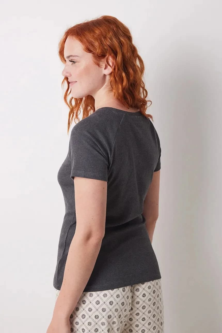 Хлопковая пижамная футболка - фото 3